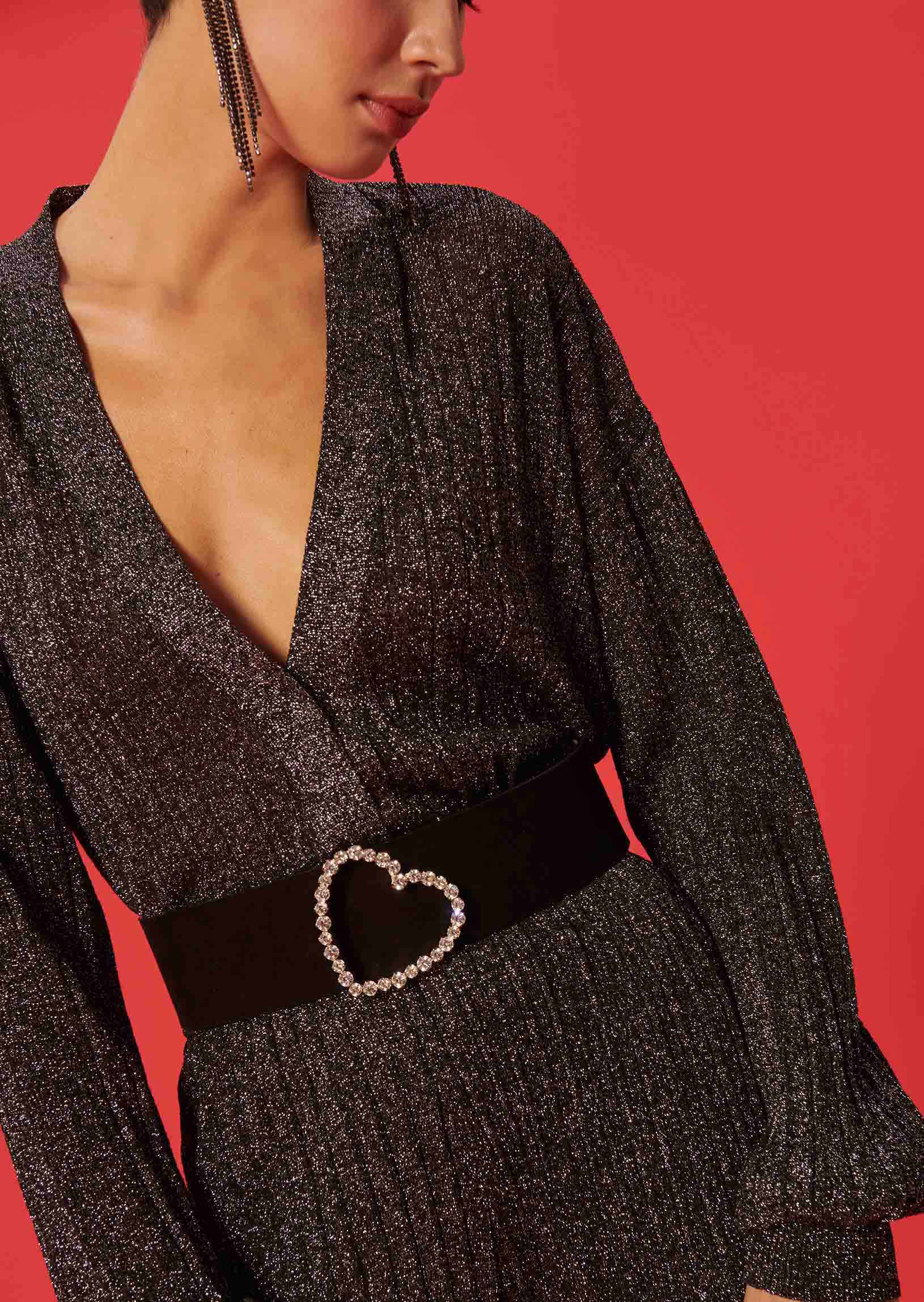 Gilet Galatee noir en maille fine lurex Faume - seconde main