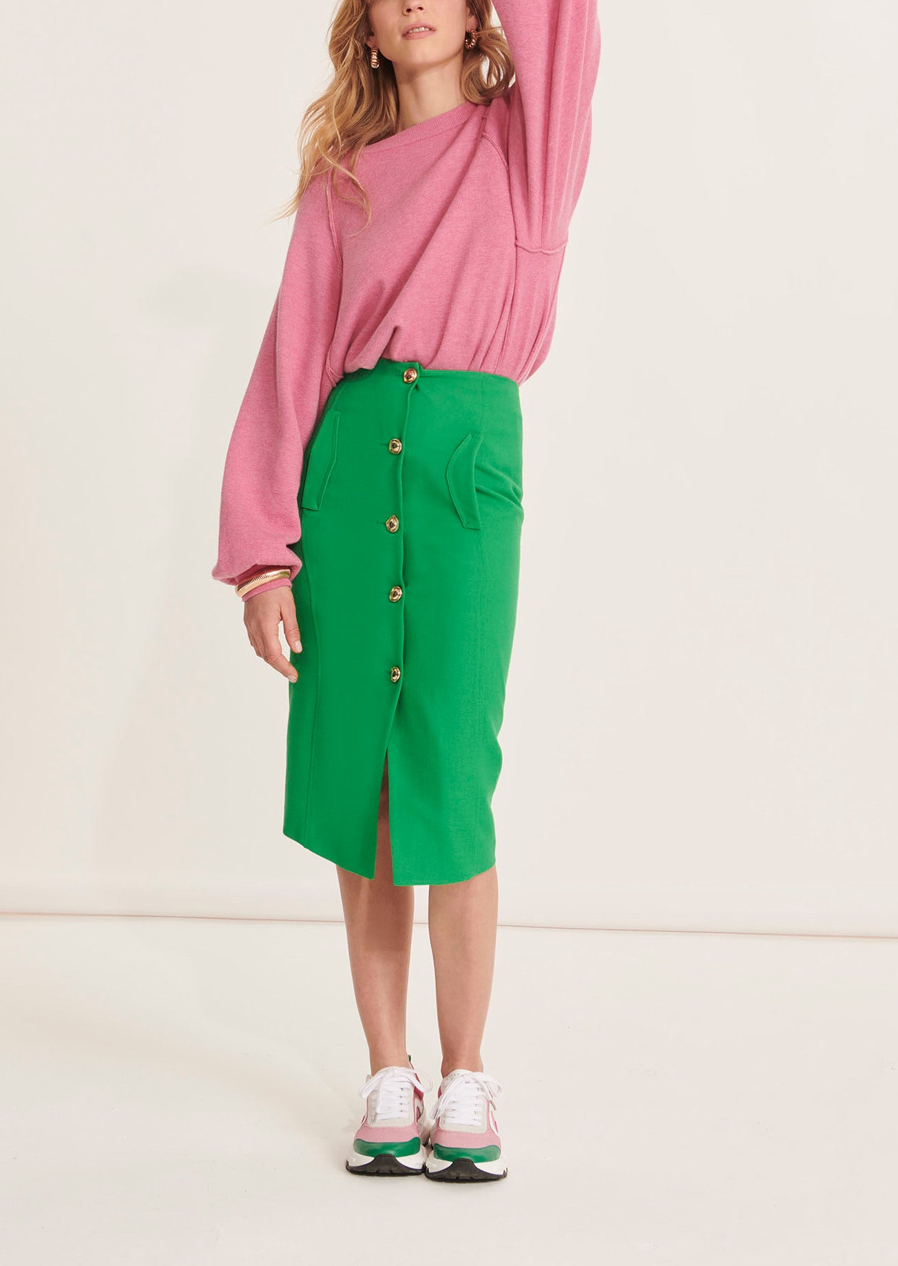 Jupe Jacoba verte en toile tailleur Faume - seconde main