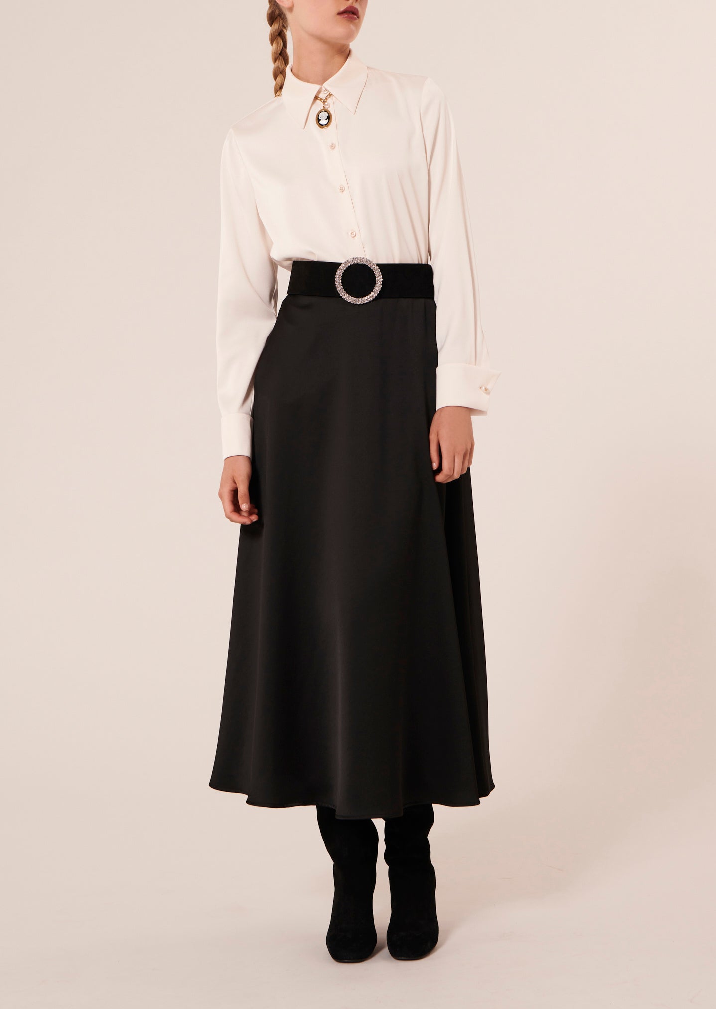 Chemise Cynthia écrue en satin fluide Faume - seconde main