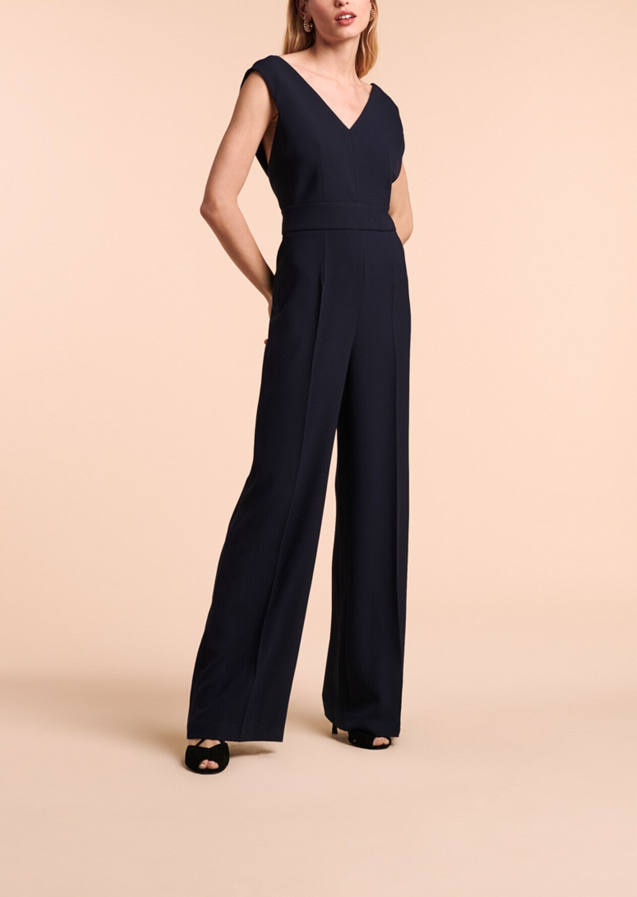 Combinaison Patrizia bleu nuit en crêpe lourd Faume - seconde main