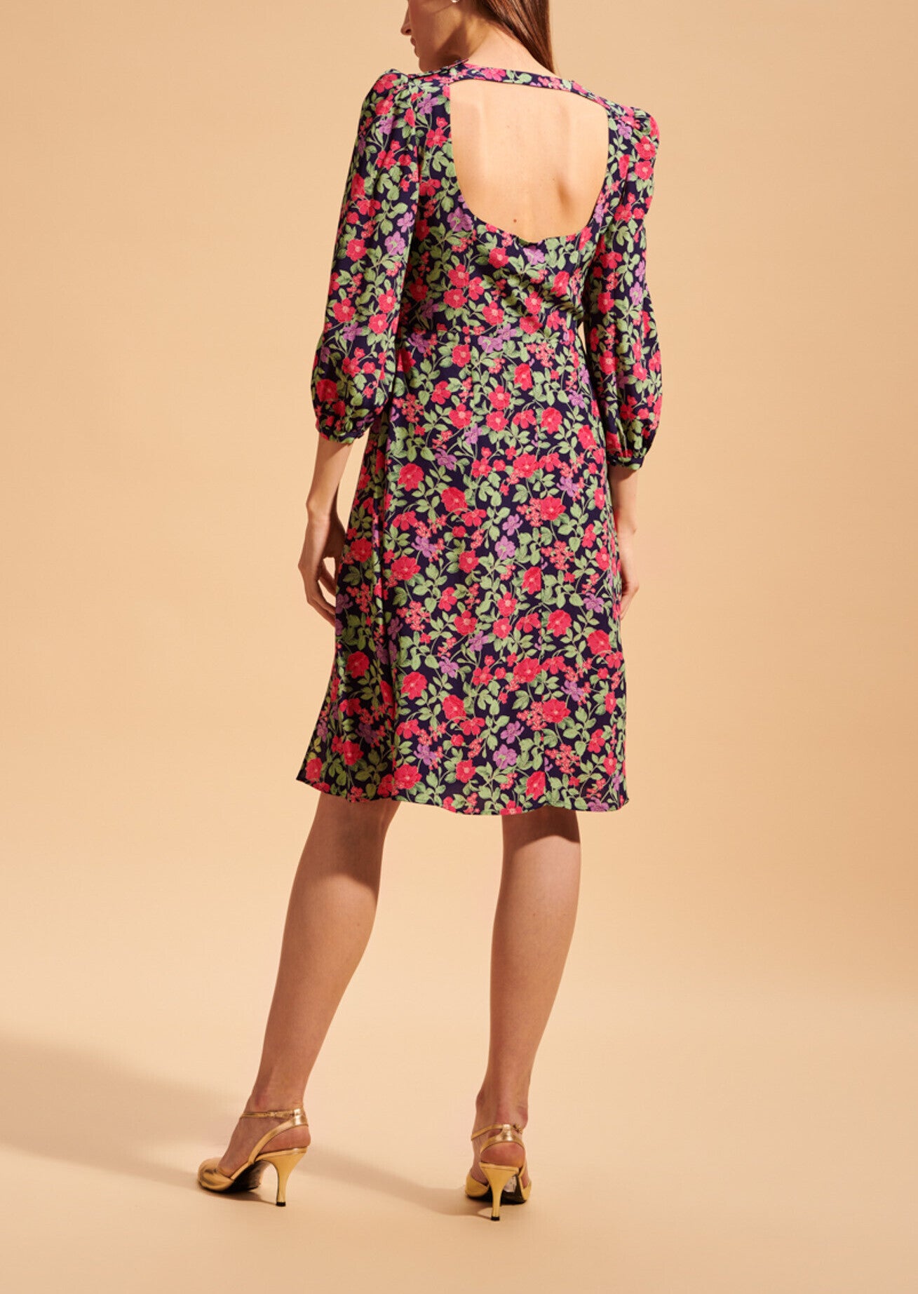 Robe Roizka dos nu imprimé grandes fleurs Faume - seconde main