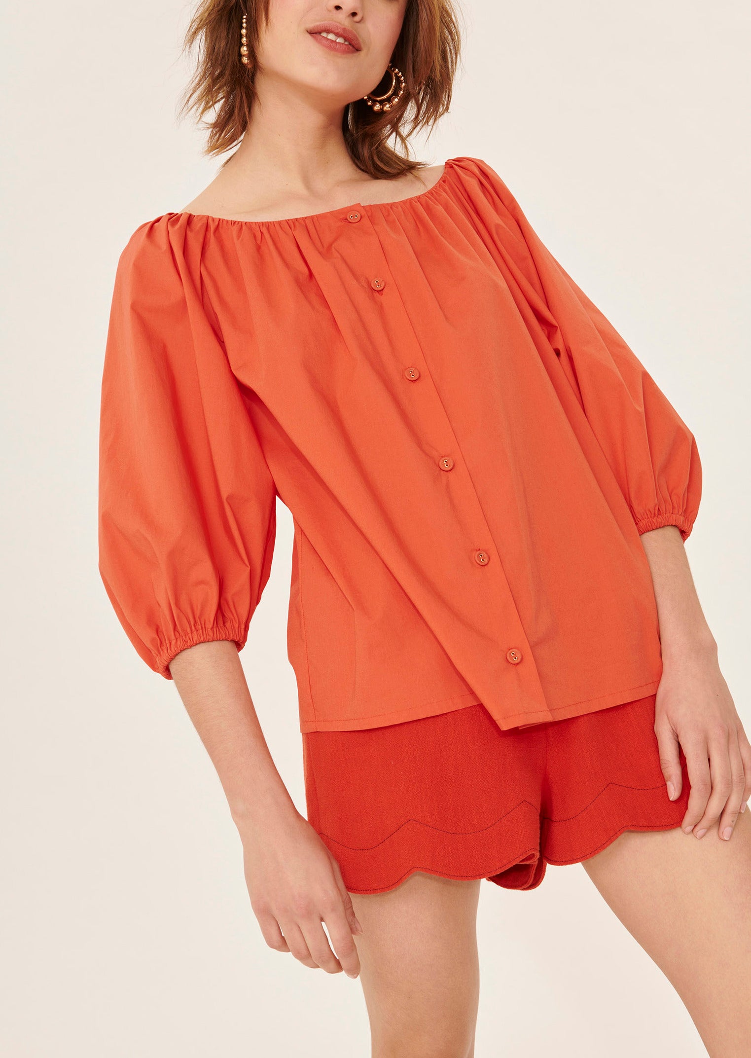 Chemise Cuba rouge en popeline Faume - seconde main