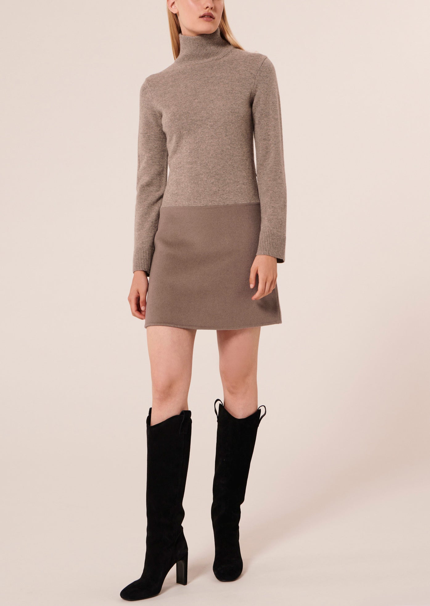 Robe Roussette beige en laine merinos et alpaga Faume - seconde main