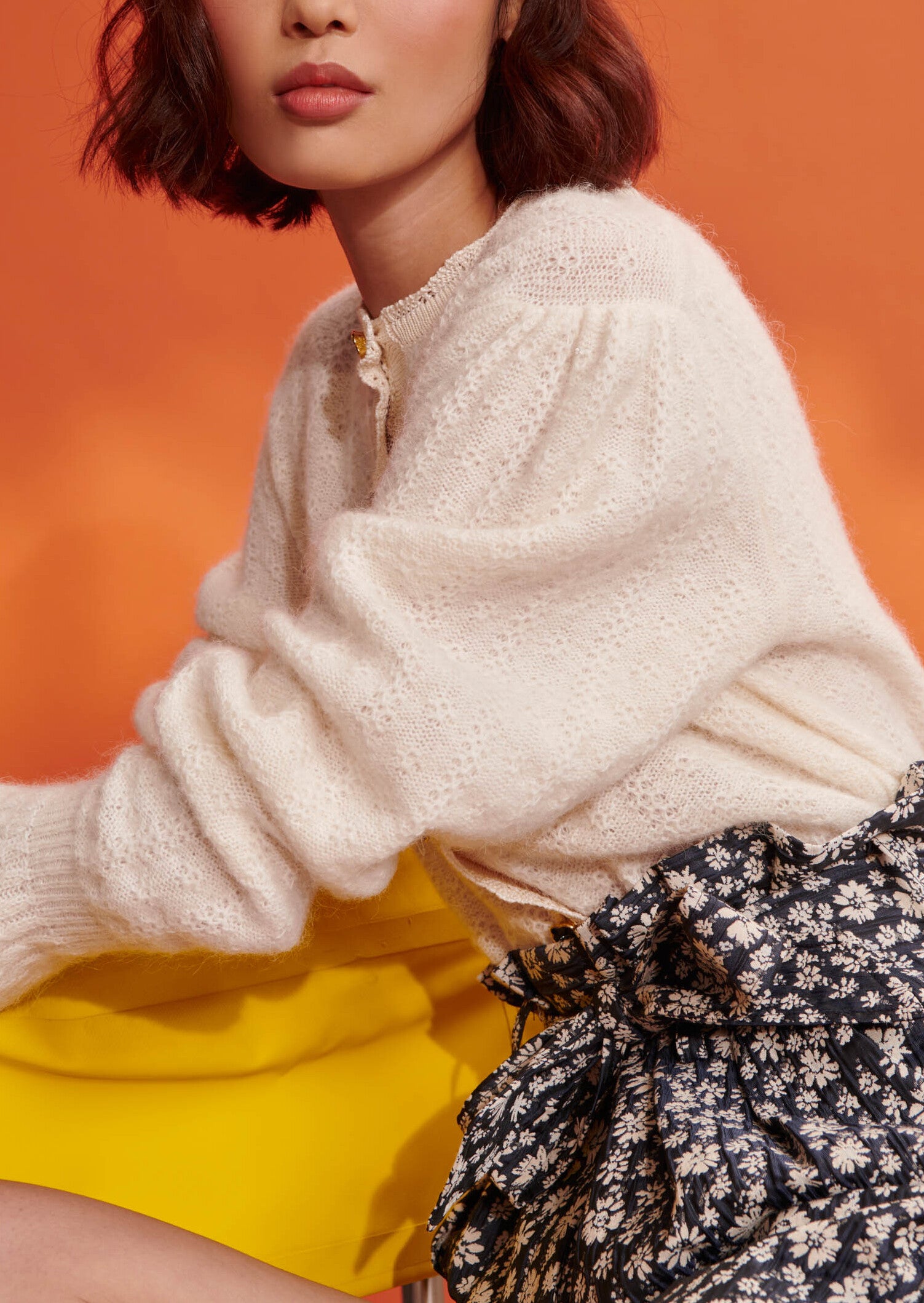 Gilet Gypsie écru en mohair et laine Faume - seconde main