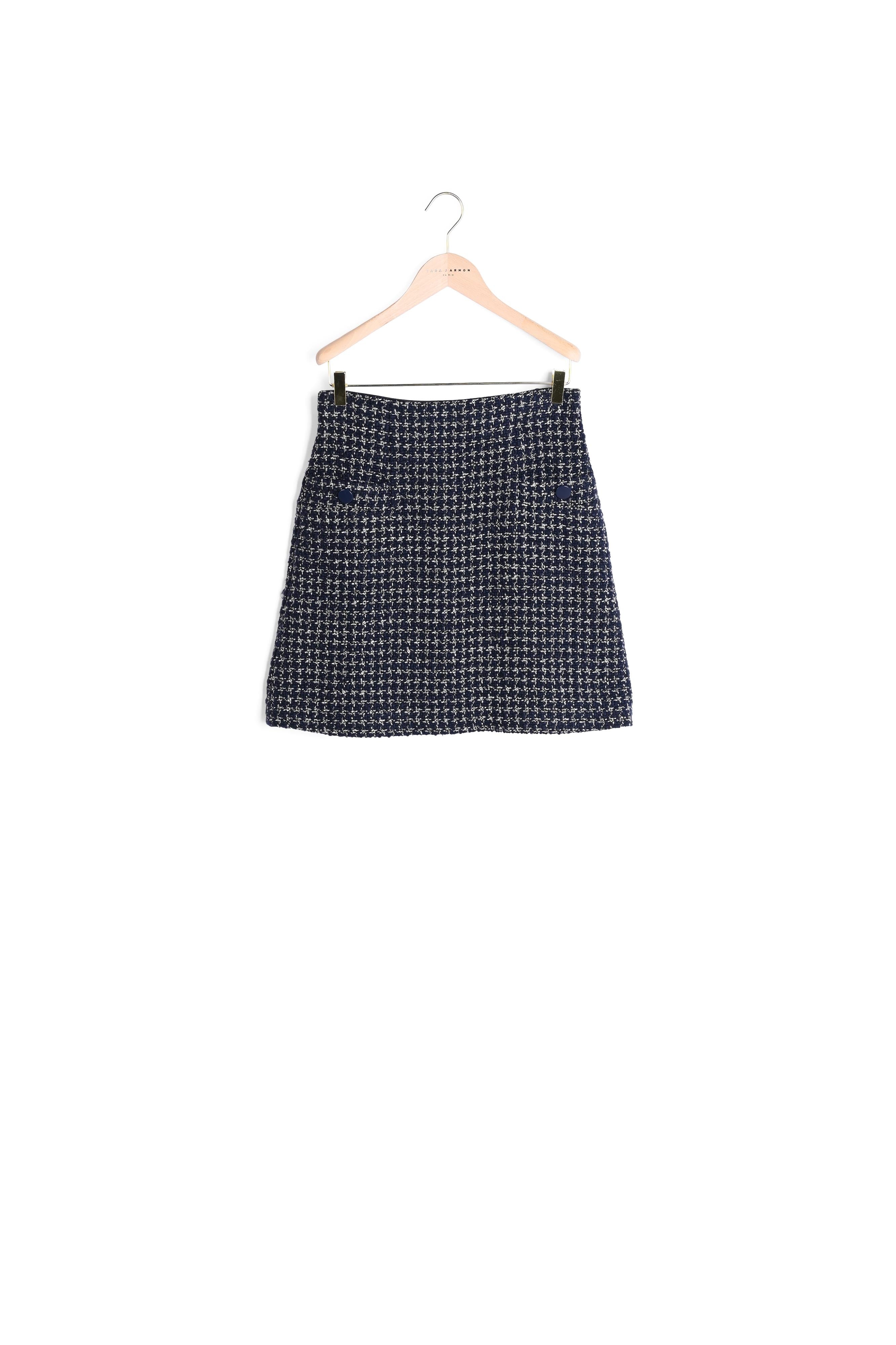 Jupe bleu nuit en tweed Faume - seconde main