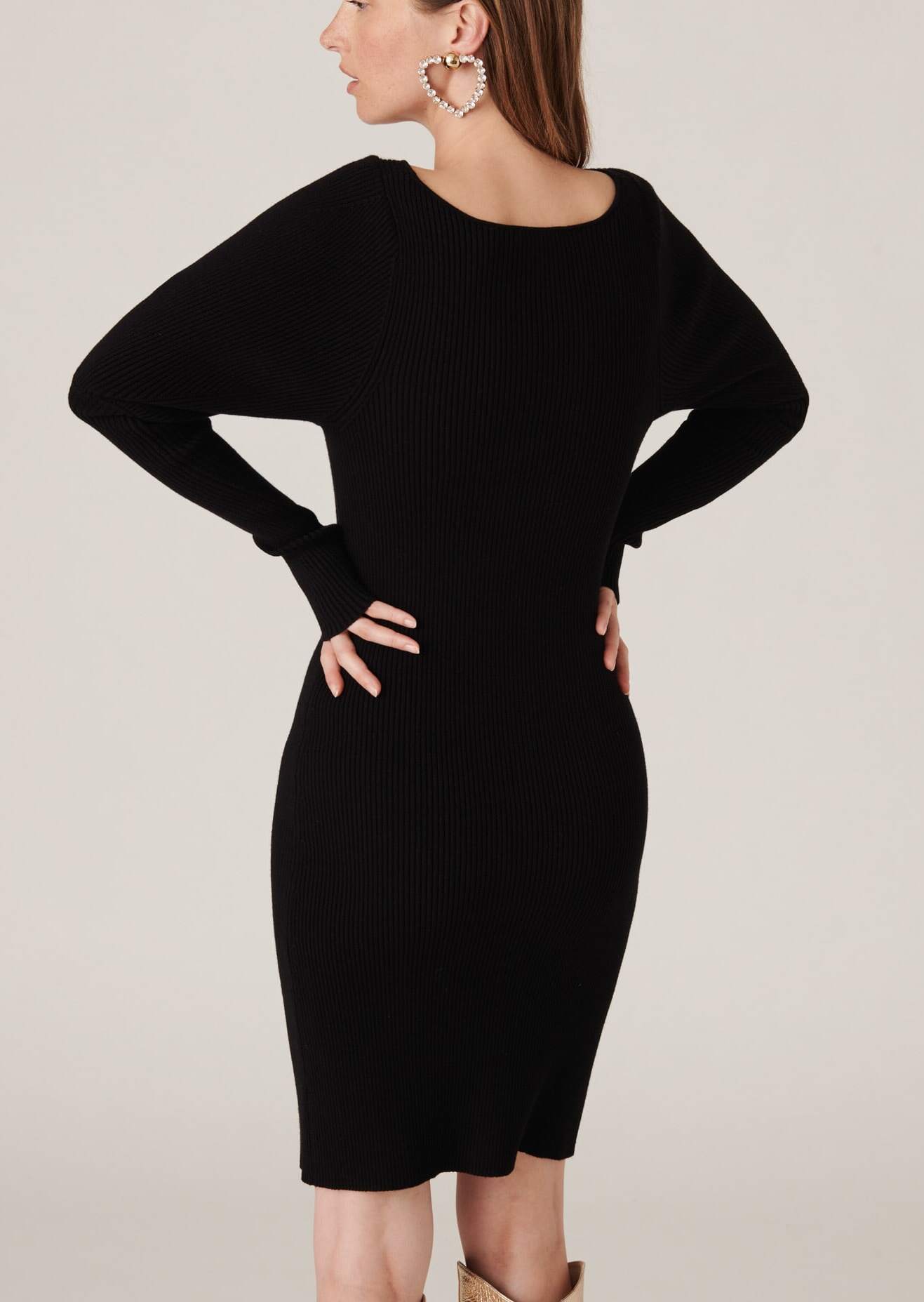 Robe en maille Nelina en viscose côtelée noire Faume - seconde main