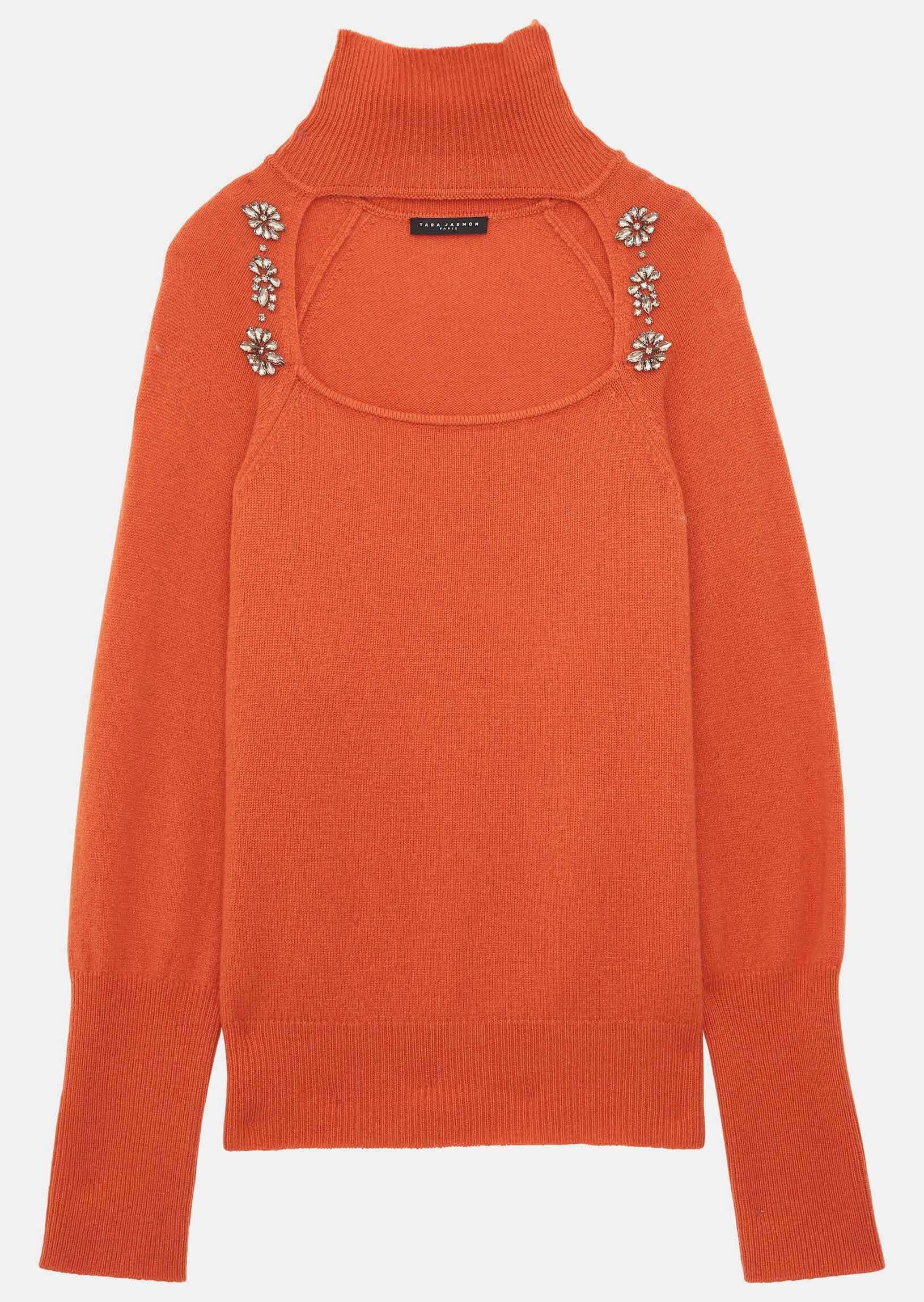 Pull Passion orange en maille identitaire Faume - seconde main