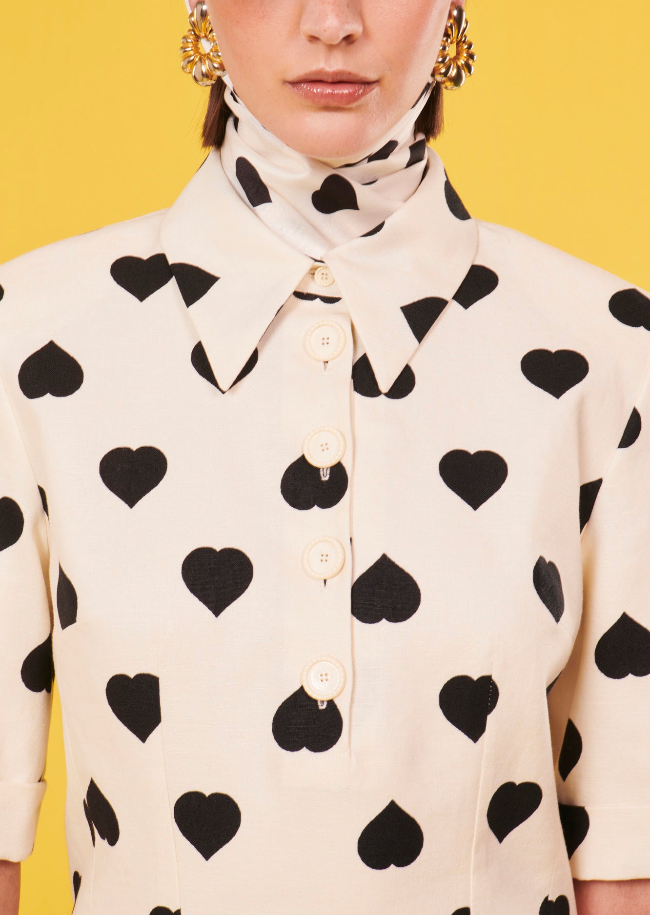 Robe Robin écrue à motif coeur noir Faume - seconde main