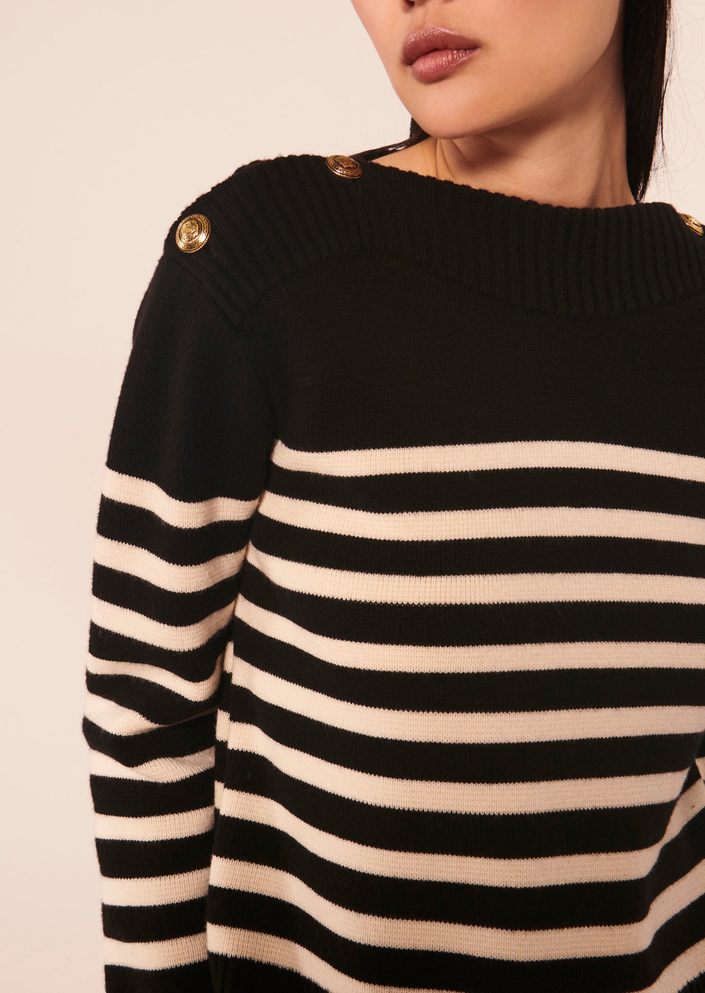 Pull Poete noir marinière en laine Faume - seconde main