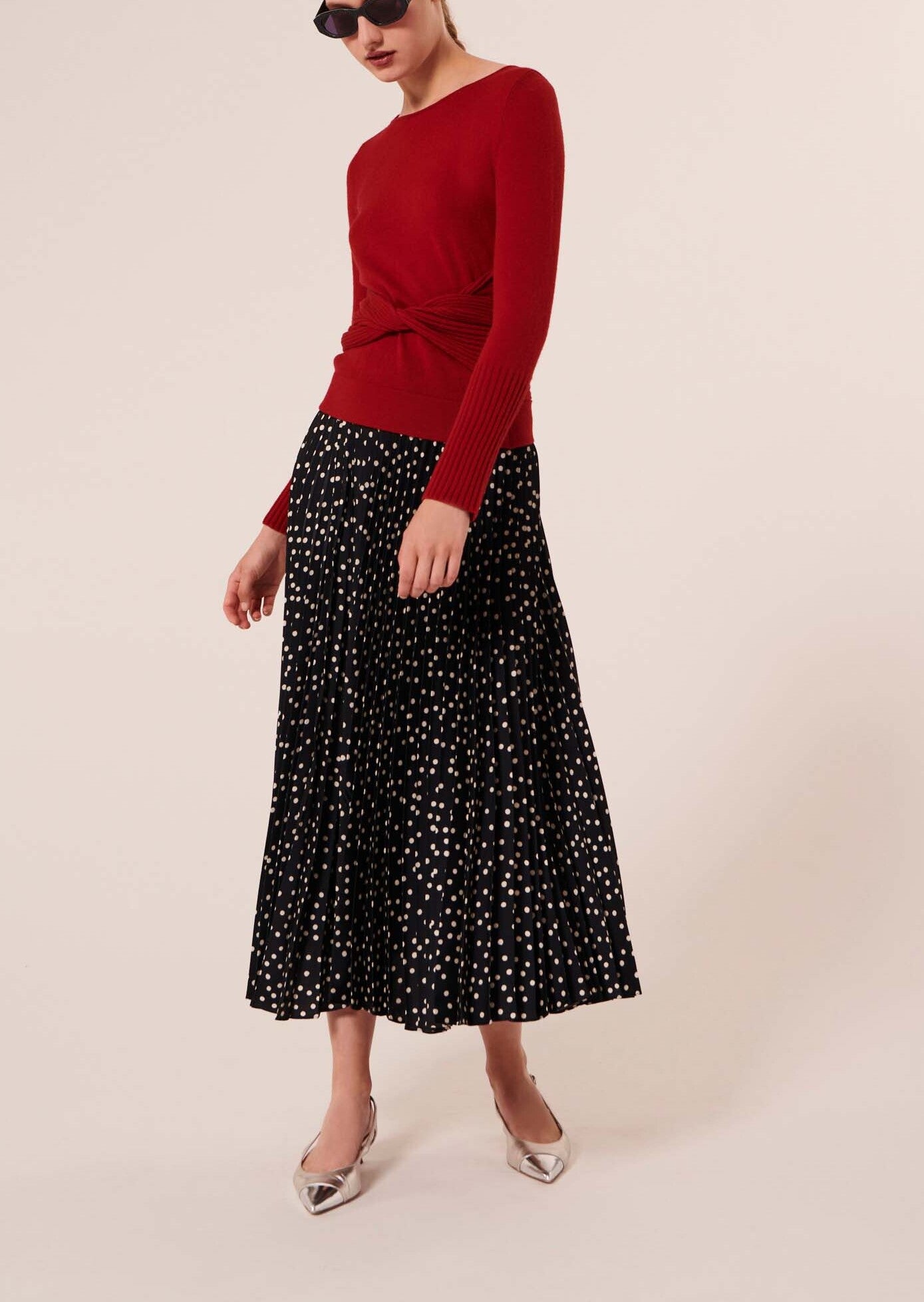 Pull Polydore rouge en laine mérinos Faume - seconde main