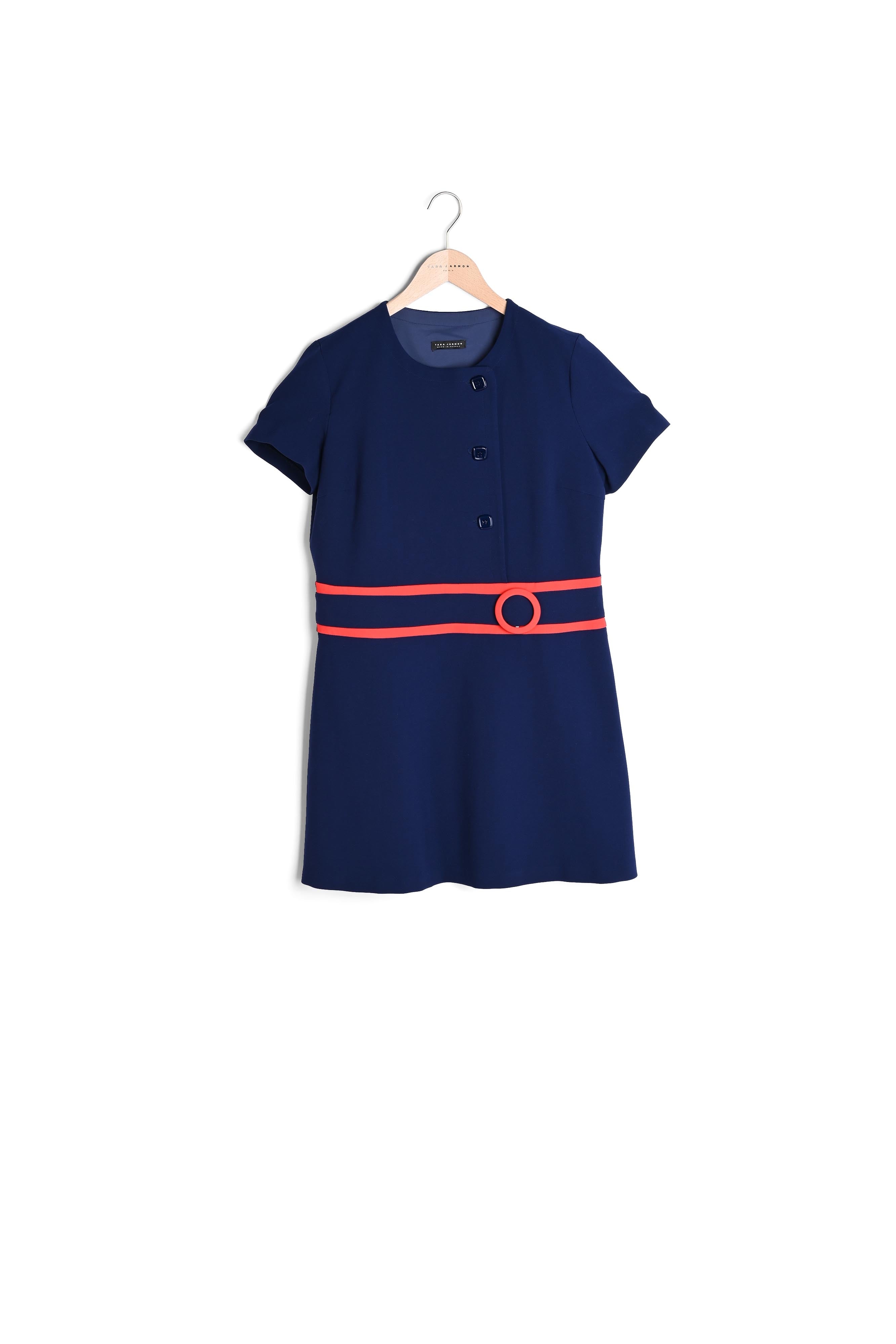 Robe Ryema bleu marine en toile double Faume - seconde main