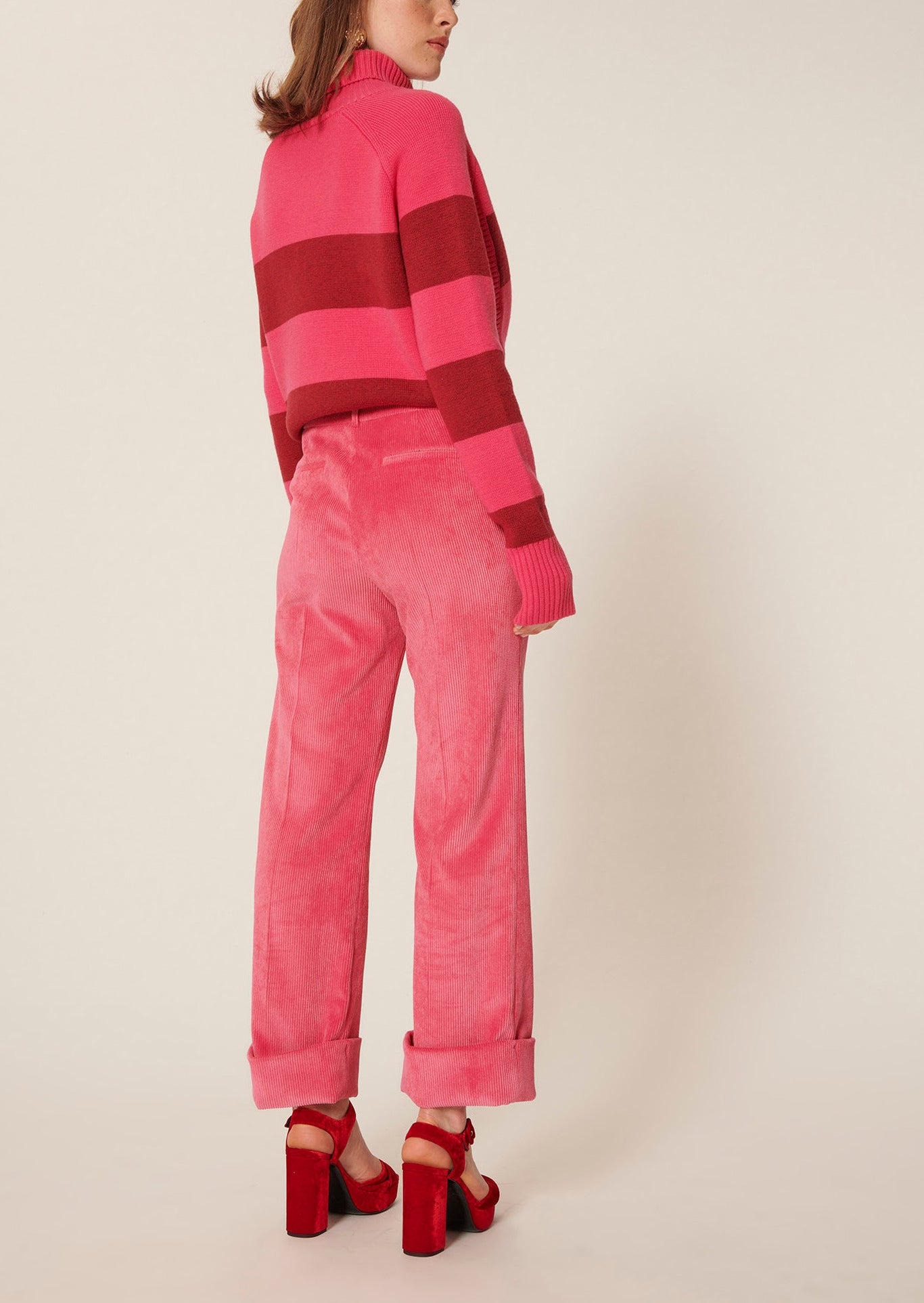 Pantalon Phil rose en velours côtelé Faume - seconde main