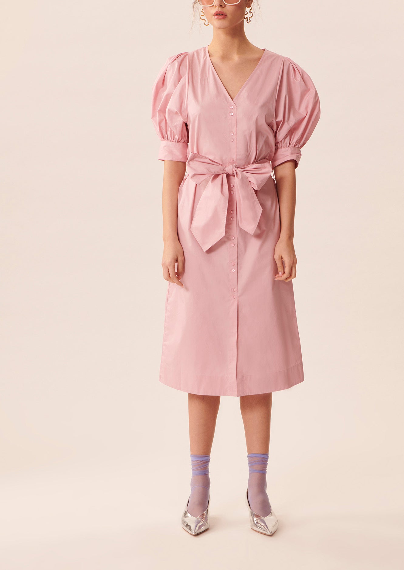 Robe Ridley vieux rose en popeline Faume - seconde main