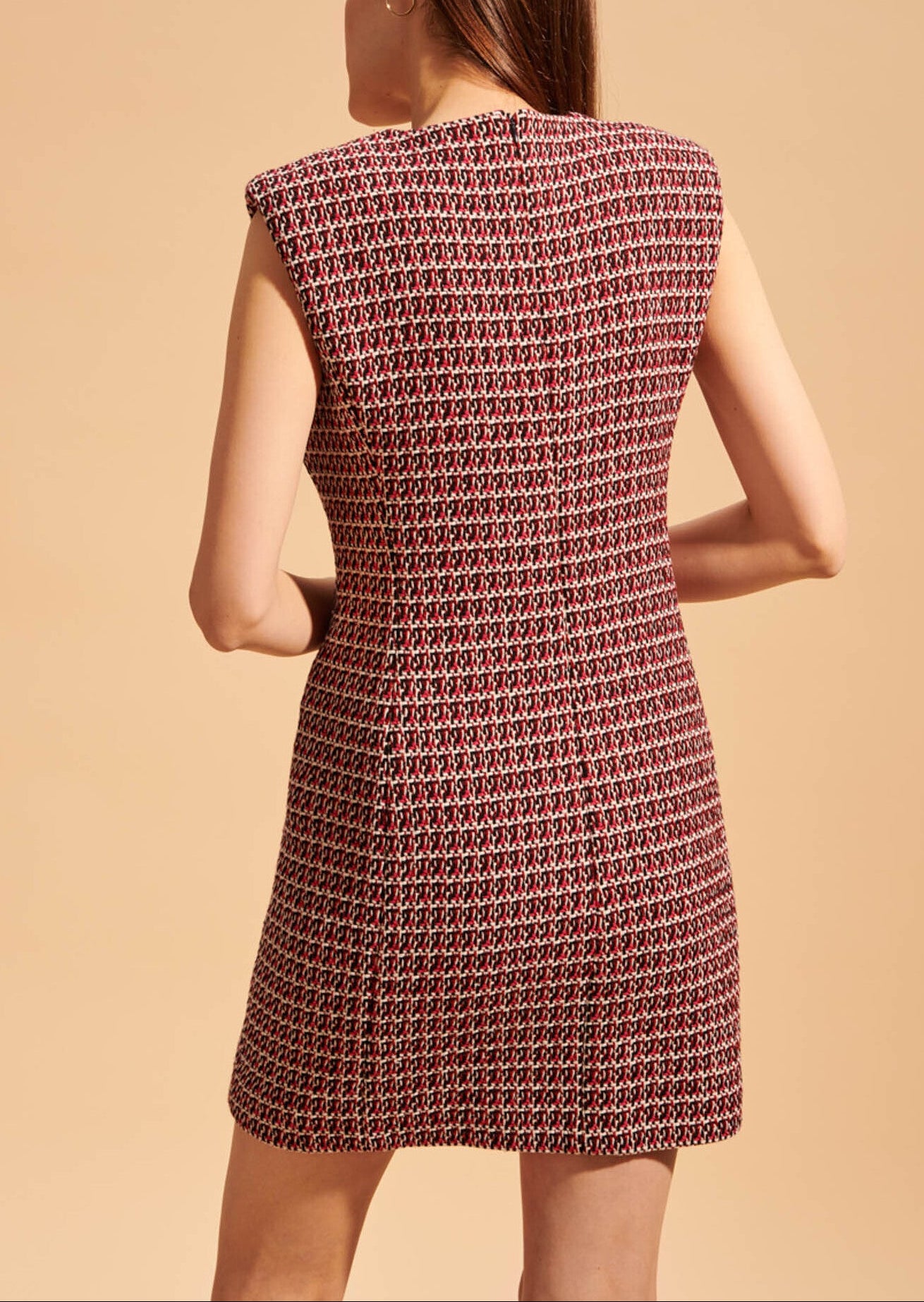 Robe identitaire Robbin sans manches en tweed fuchsia Faume - seconde main