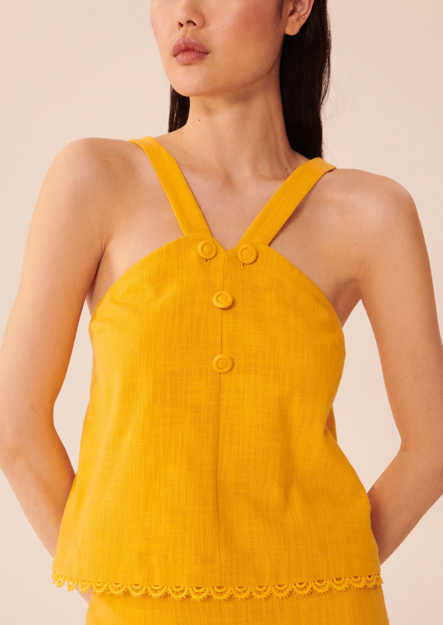 Top Tinia jaune en coton épais Faume - seconde main