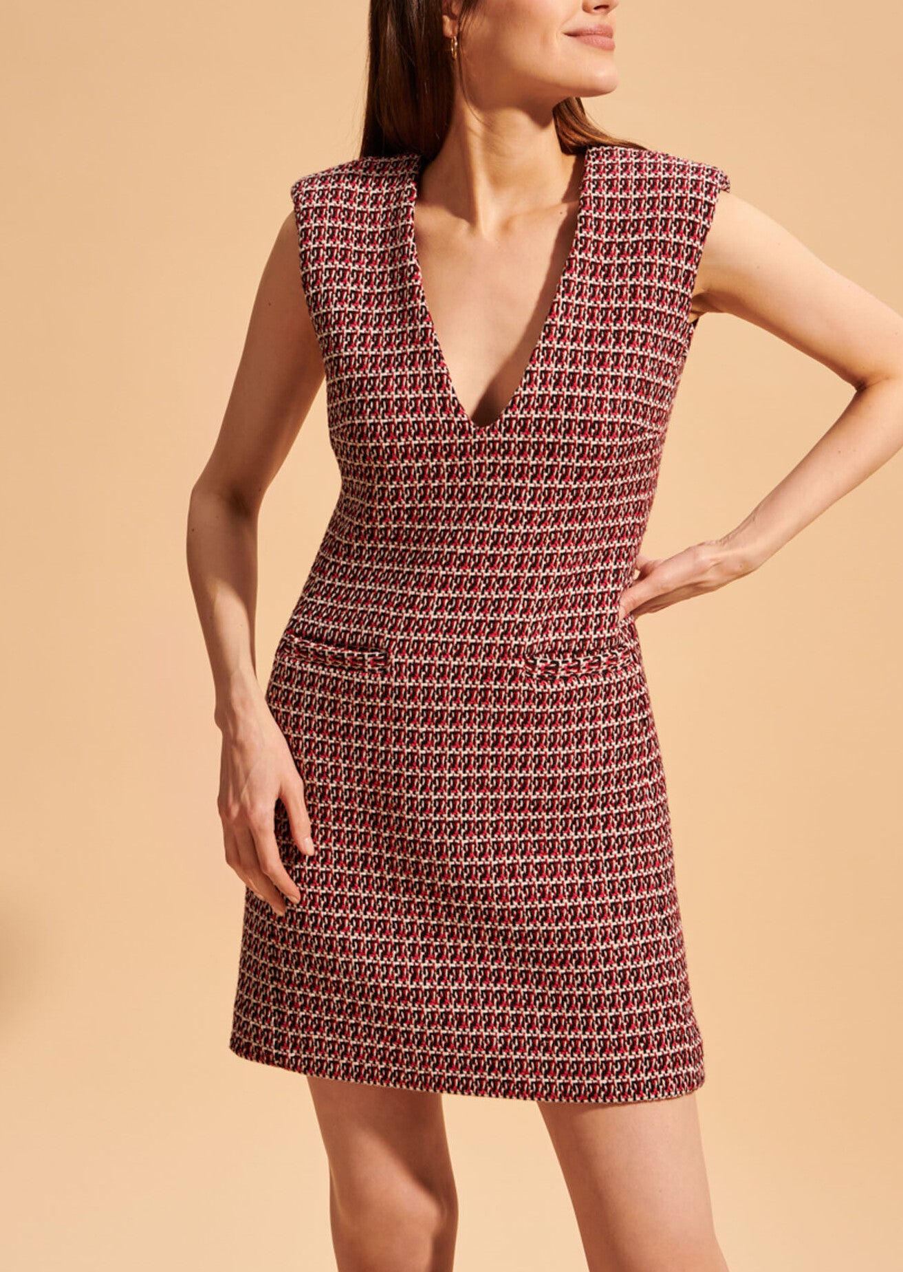 Robe identitaire Robbin sans manches en tweed fuchsia Faume - seconde main