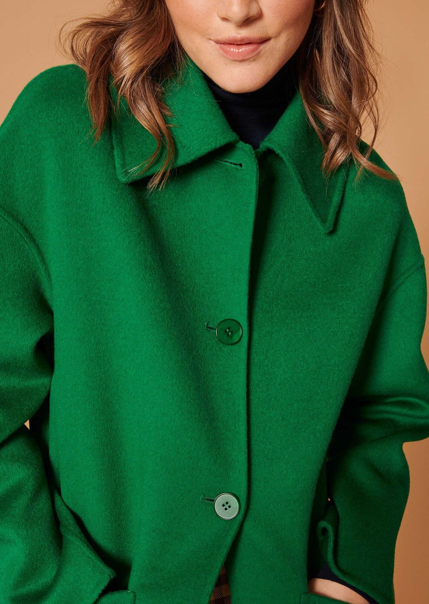 Manteau Maena vert en laine double face Faume - seconde main