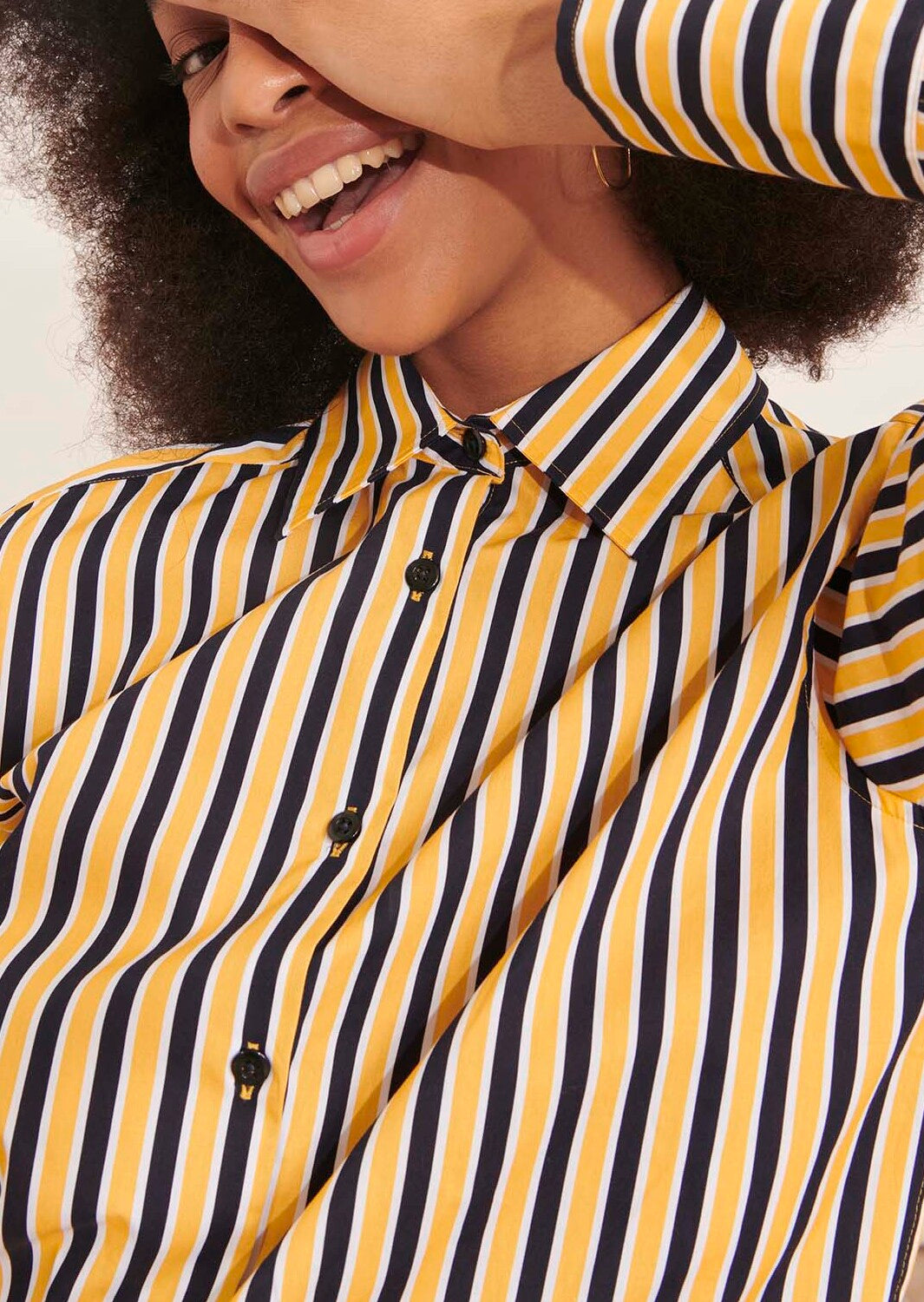 Chemise Carrie bleu nuit rayée en popeline Faume - seconde main