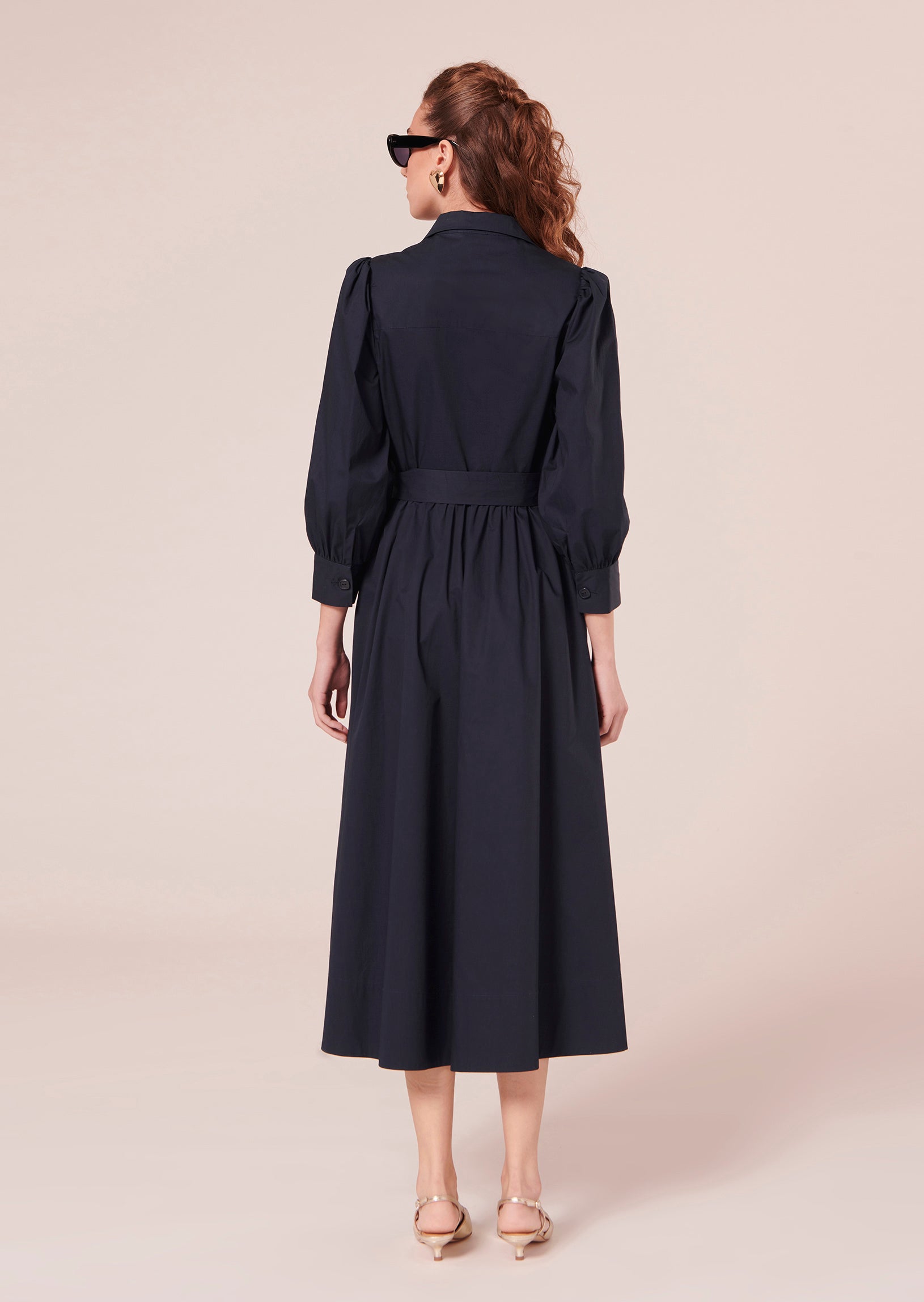 Robe Rivoltine bleu nuit en popeline Faume - seconde main