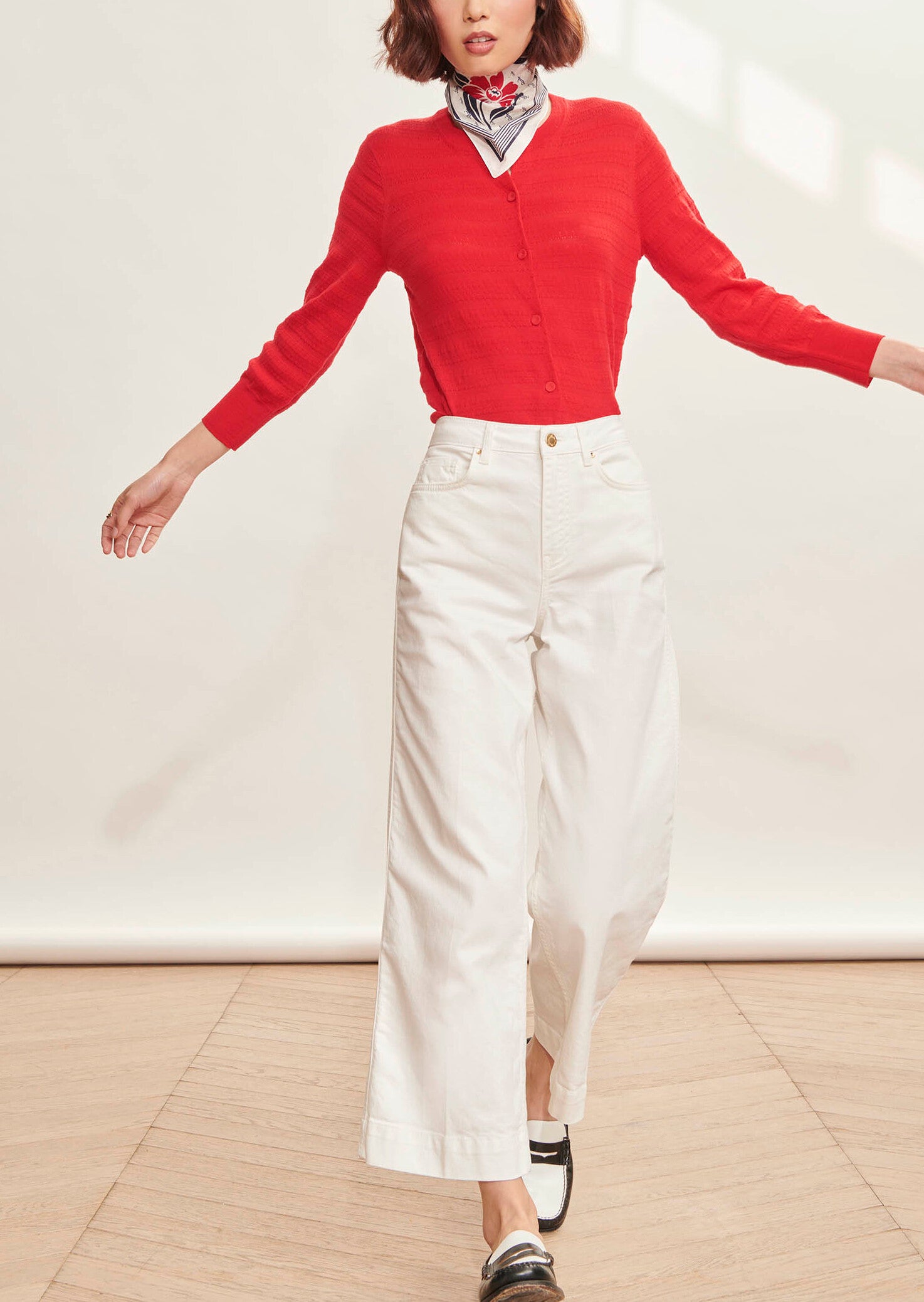 Gilet Gaspard rouge en merinos extrafin Faume - seconde main