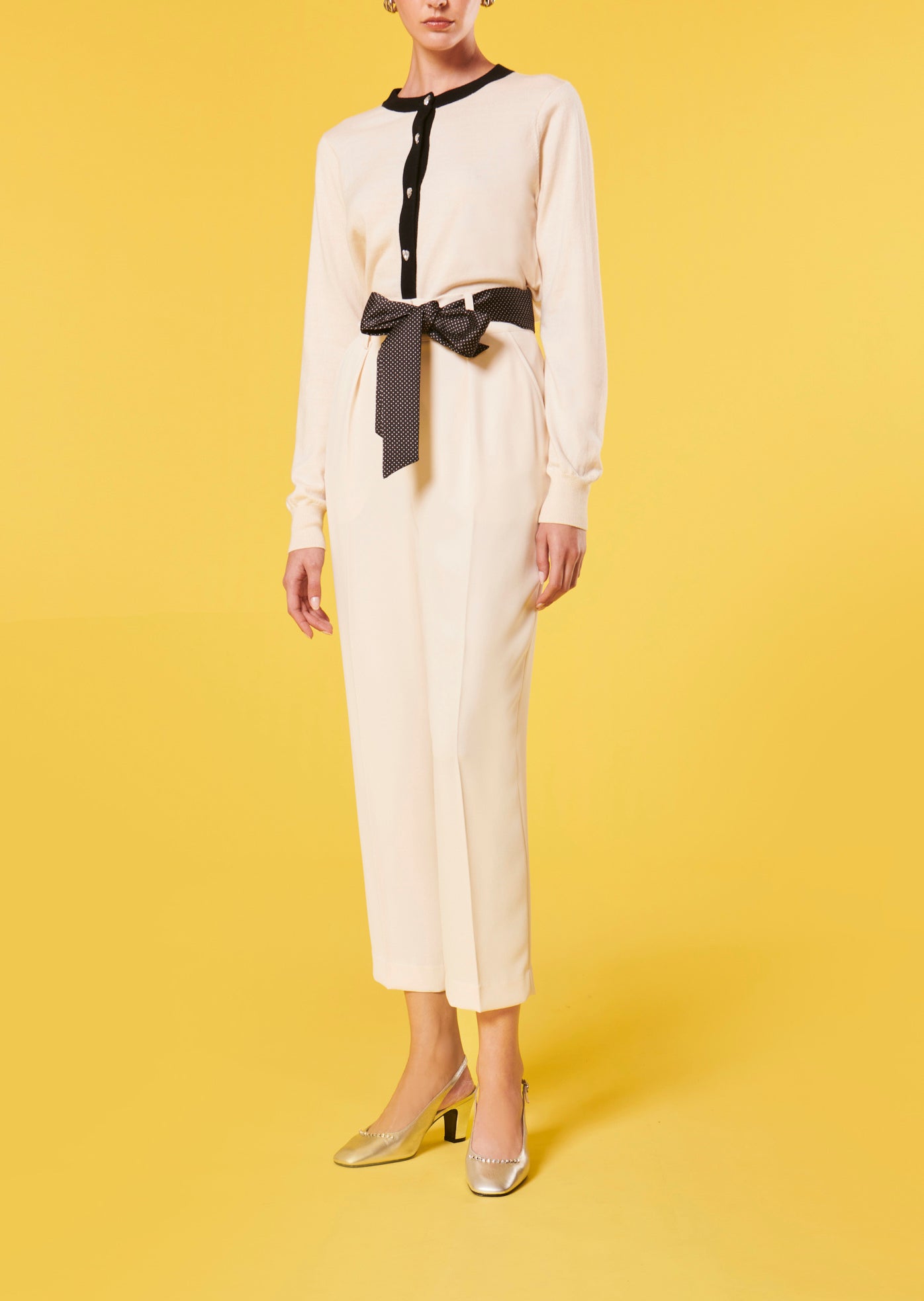 Pantalon Paga écru en crêpe Faume - seconde main