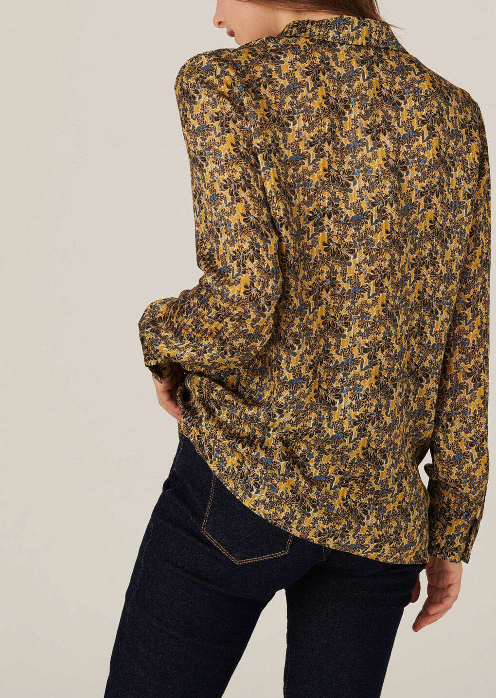 Chemise Tarot en viscose lurex imprimé jardin d'hiver mordorée Faume - seconde main