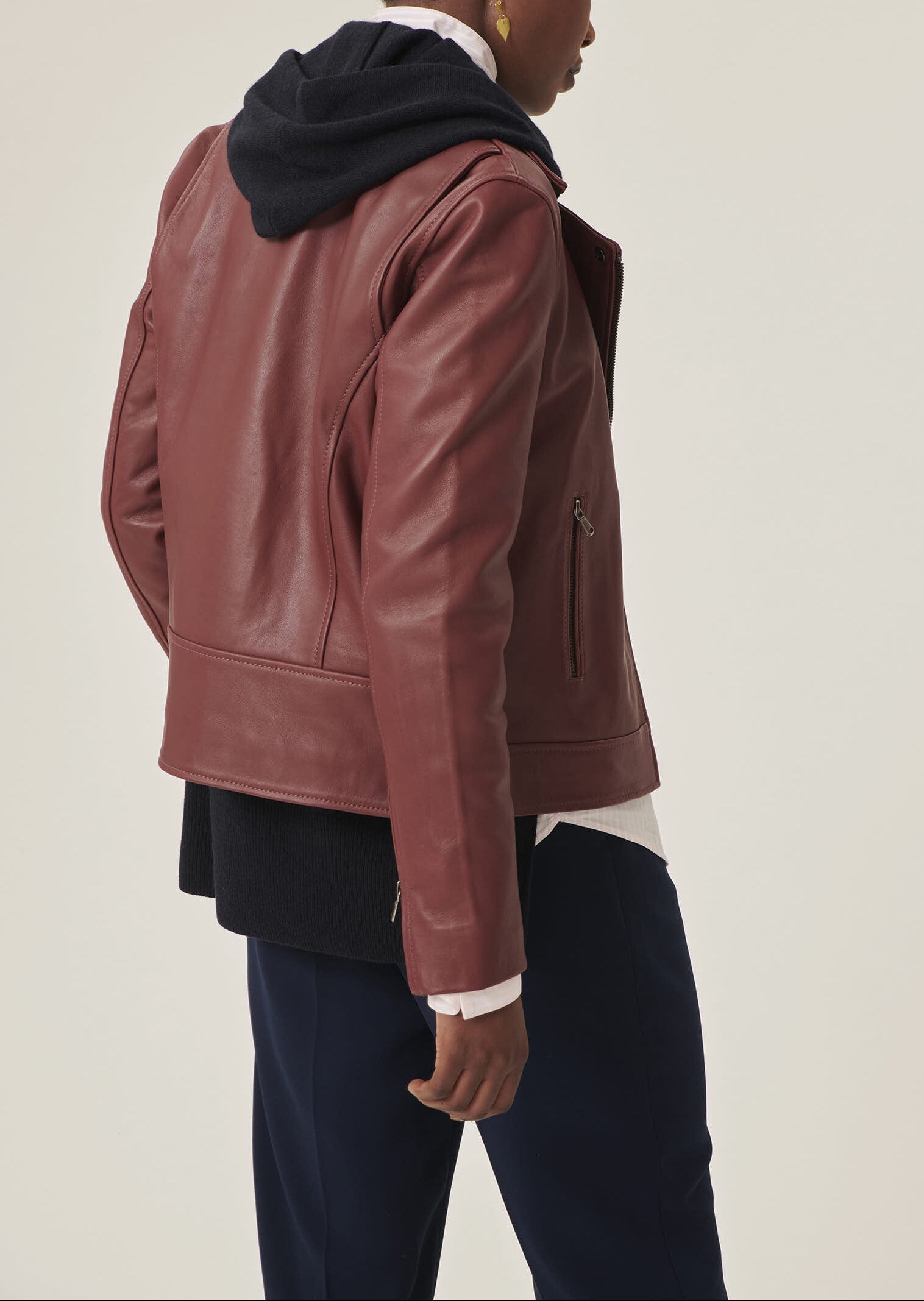 Veste Valensina bordeaux en cuir Faume - seconde main