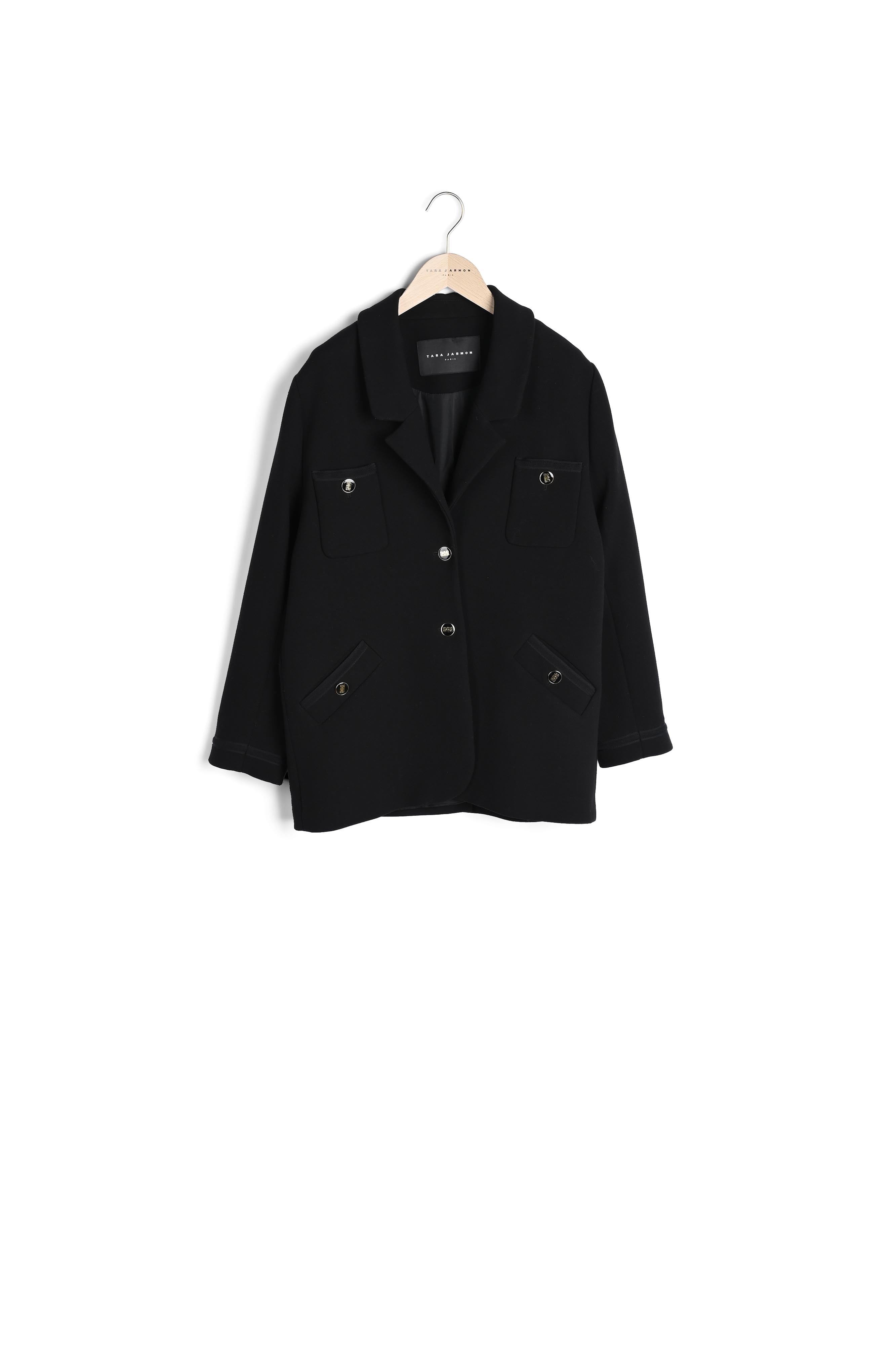 Veste Vick de tailleur noire en crêpe Faume - seconde main