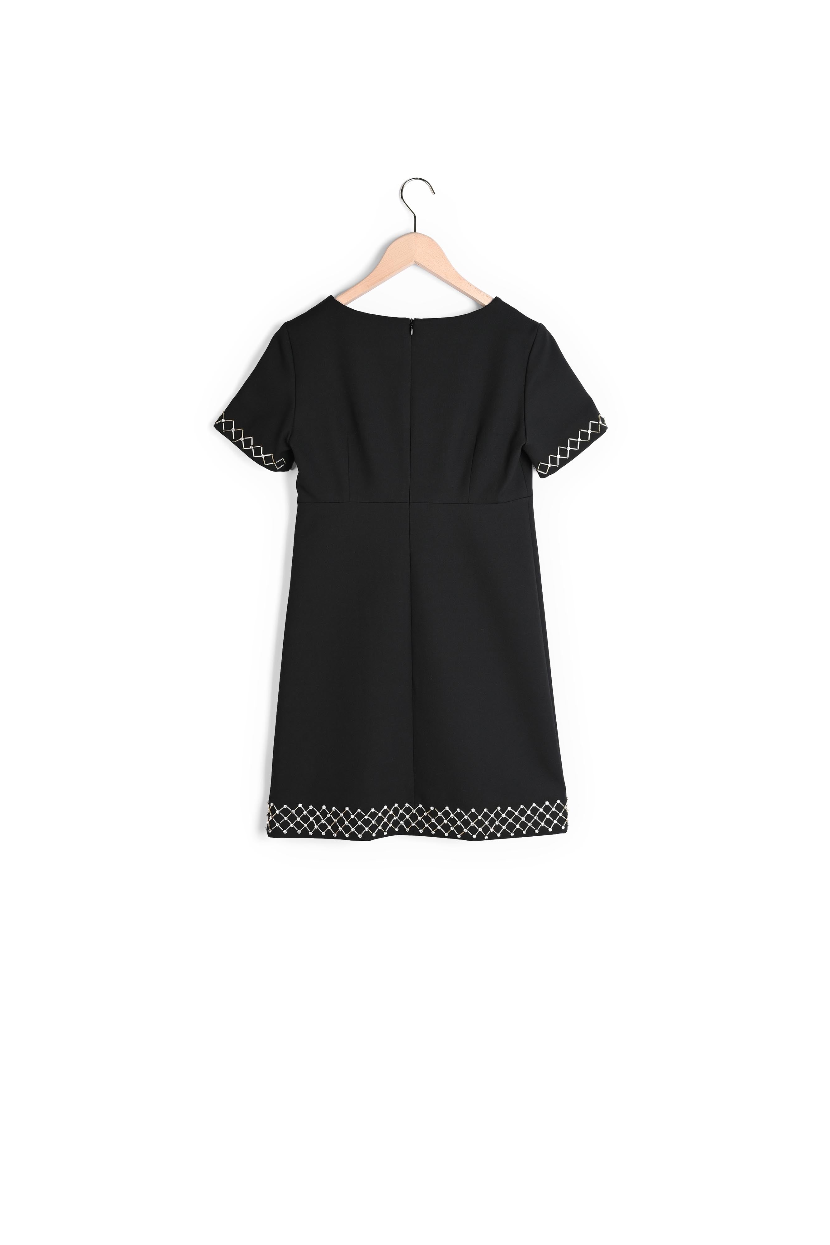 Robe Rachelle noire détail bijoux en toile gabardine Faume - seconde main