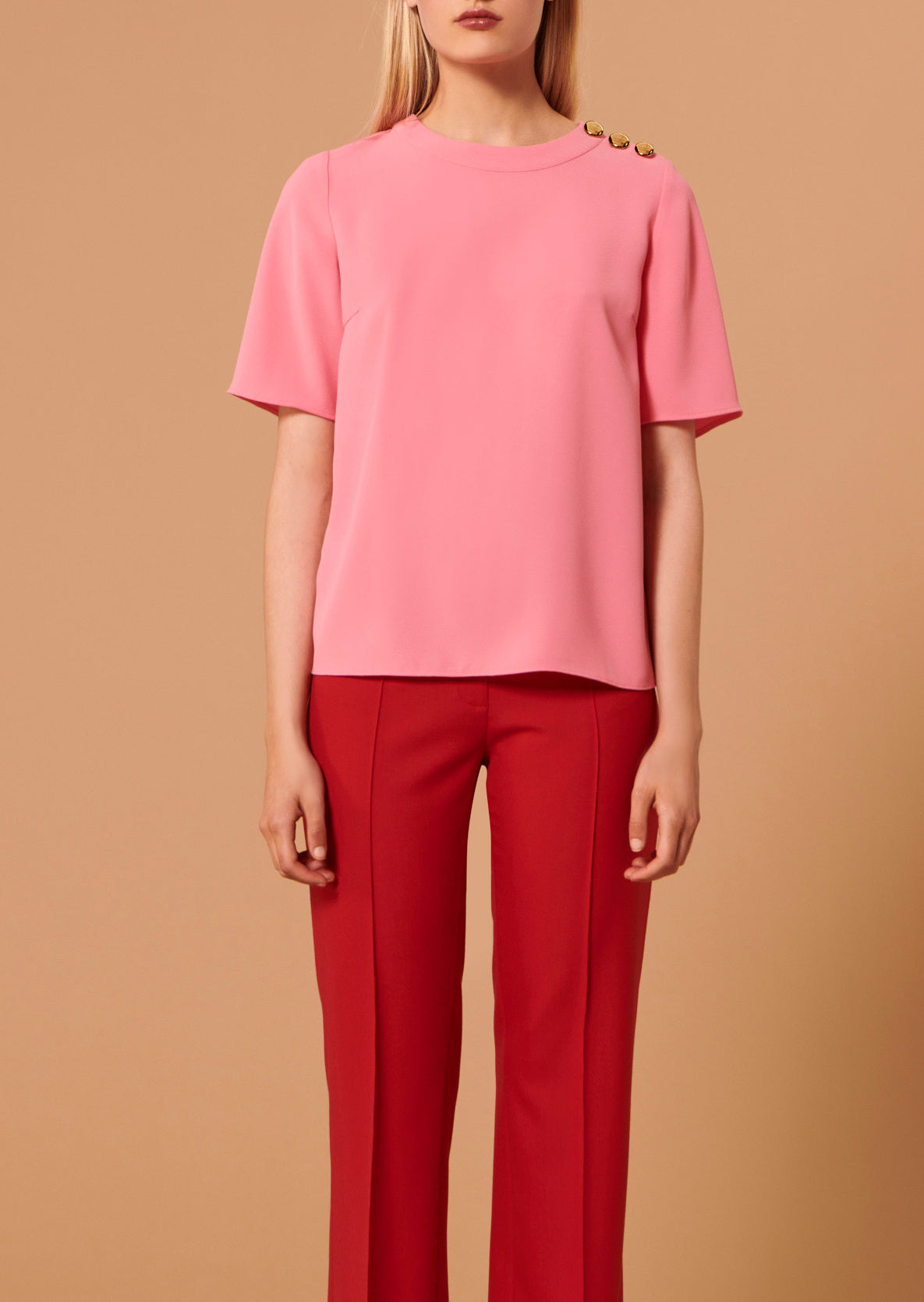 Top Tasha rose en crêpe Faume - seconde main