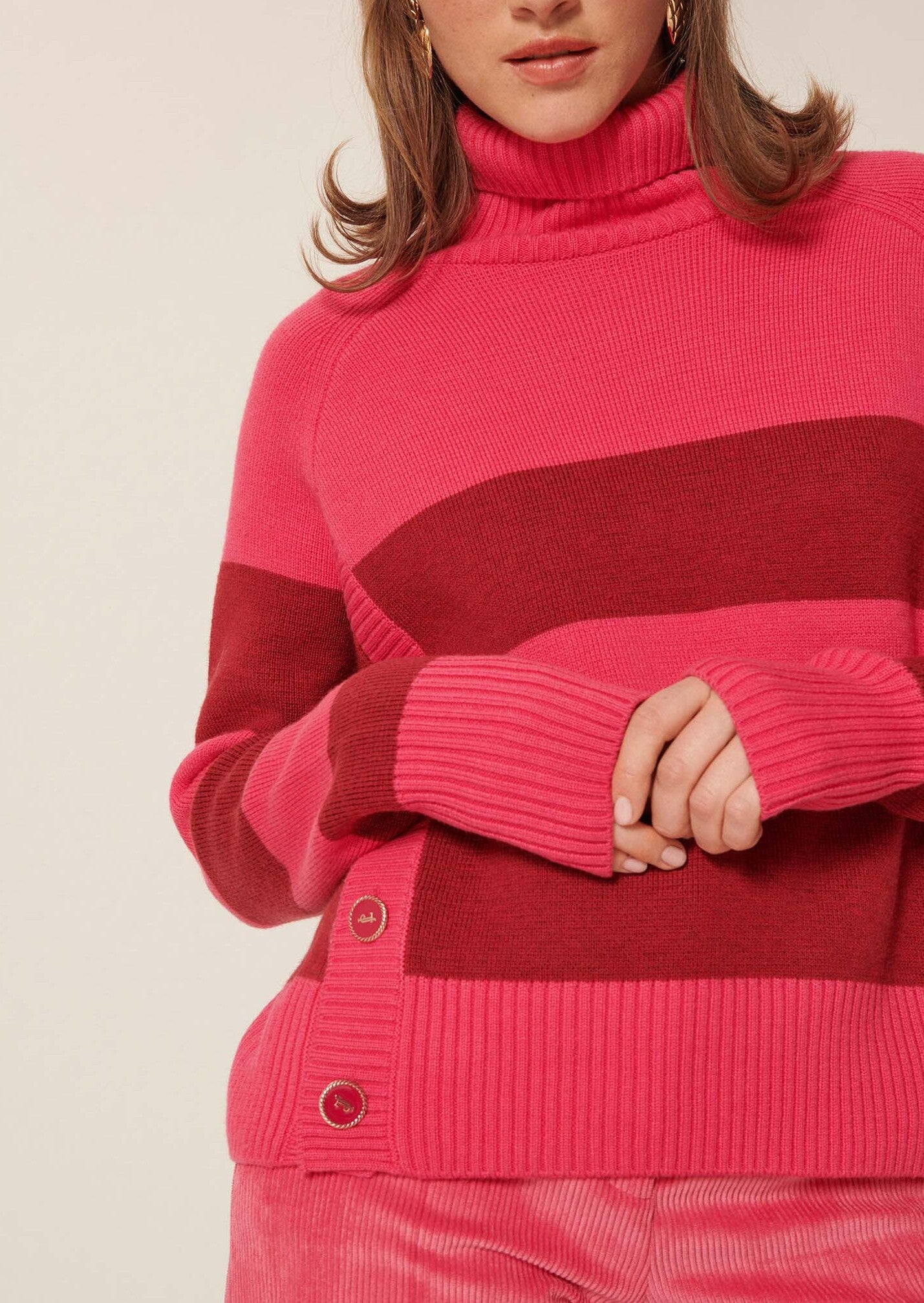 Pull Prague rose en laine Faume - seconde main