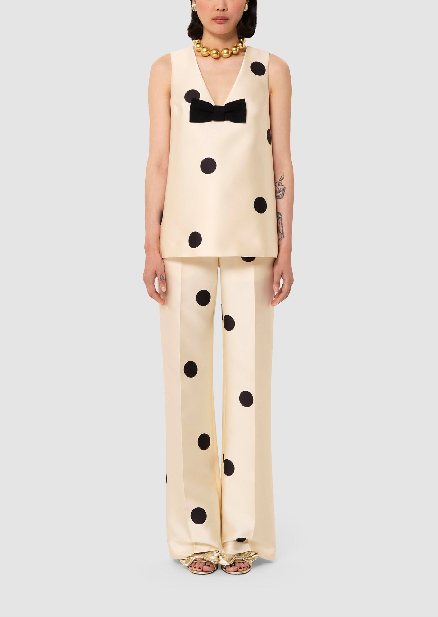 Top écru imprimé gros pois noirs Topaze Faume - seconde main