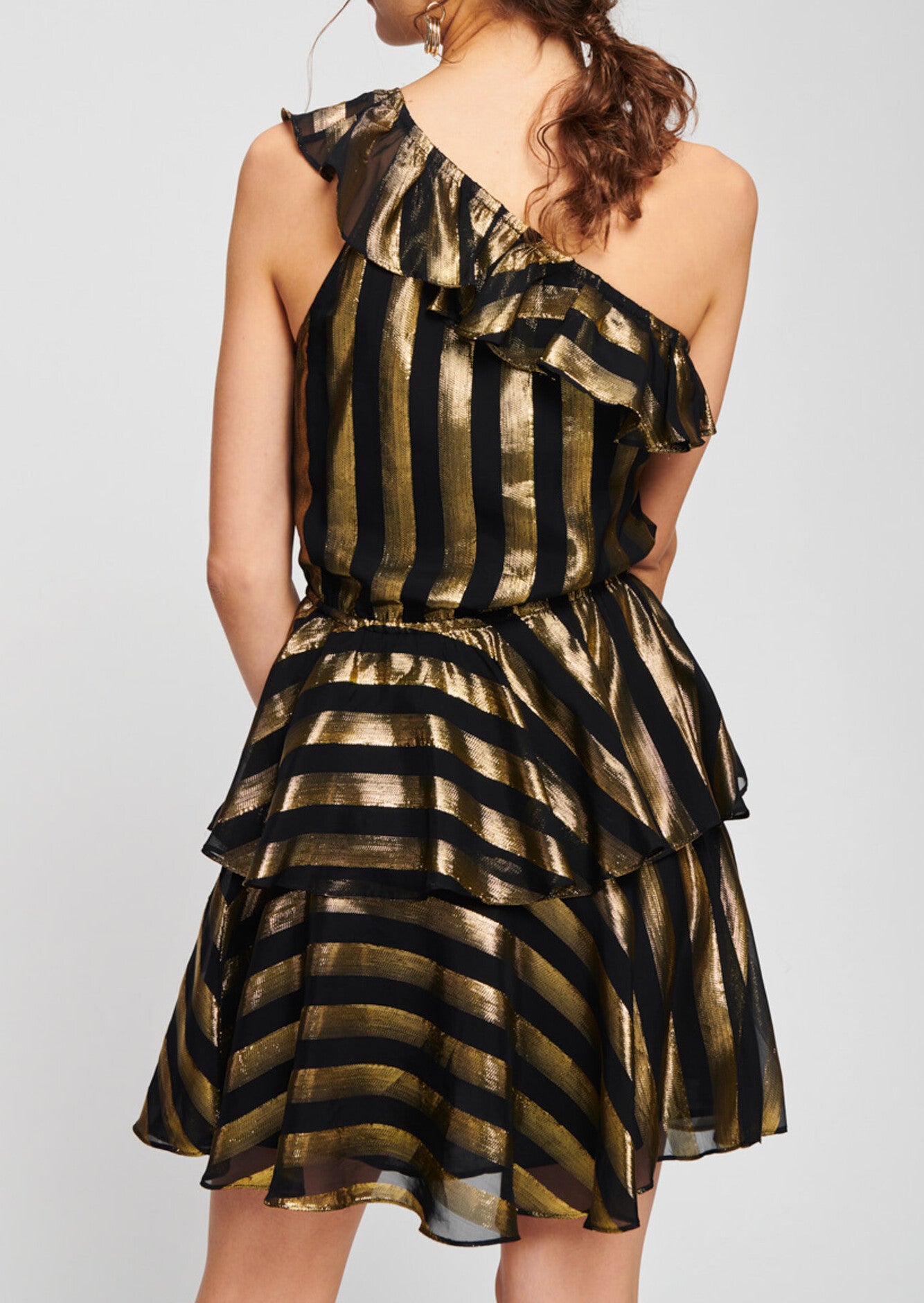 Robe asymétrique à volants en lurex Faume - seconde main