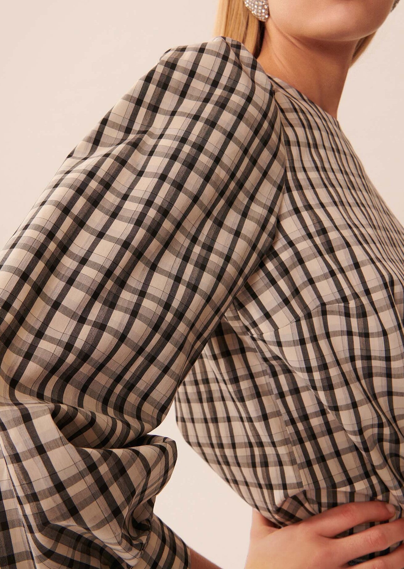 Top Tonina écrue à carreaux en popeline Faume - seconde main