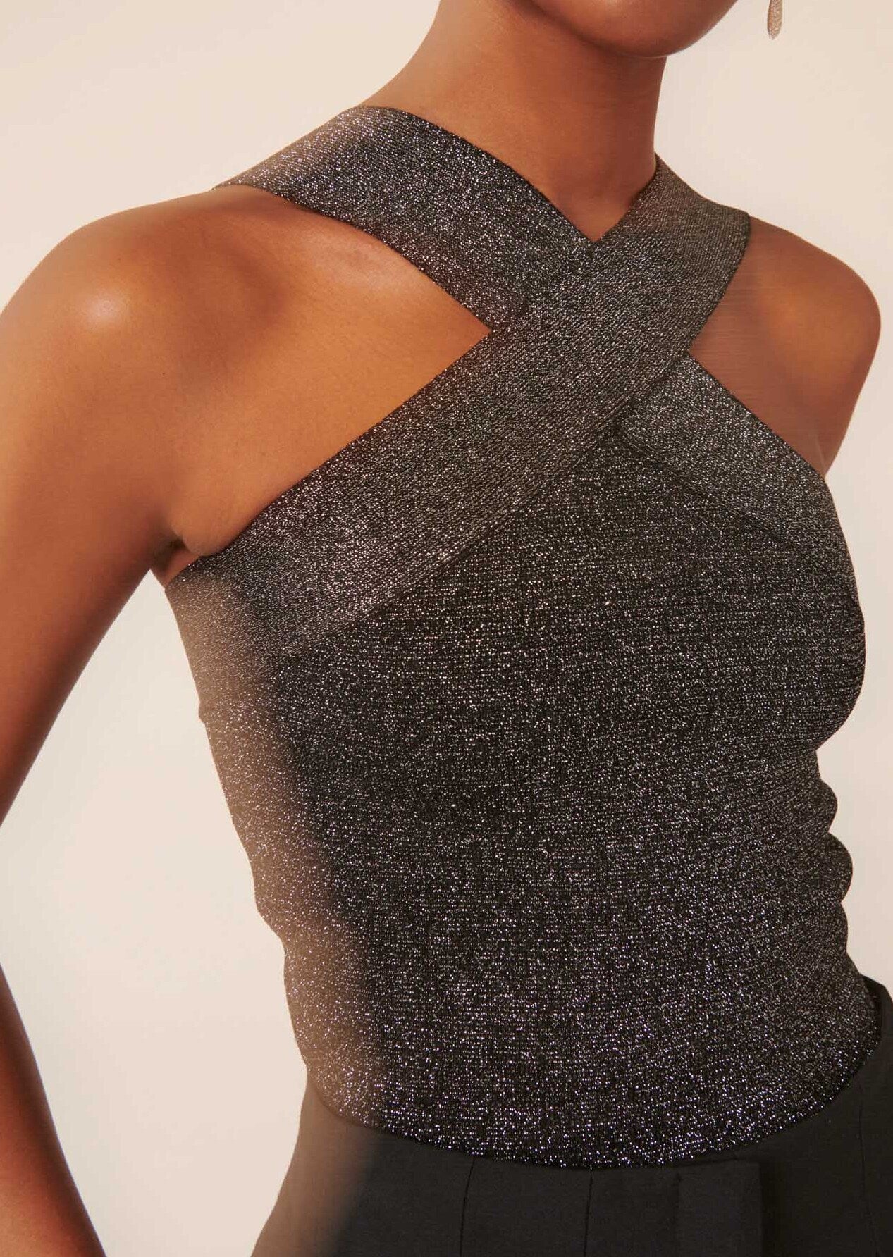 Top Prana noir en maille compacte lurex Faume - seconde main