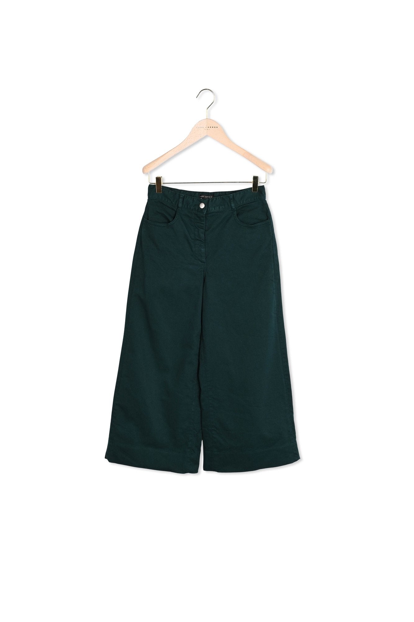 Pantalon 3/4 en toile denim vert jade Faume - seconde main