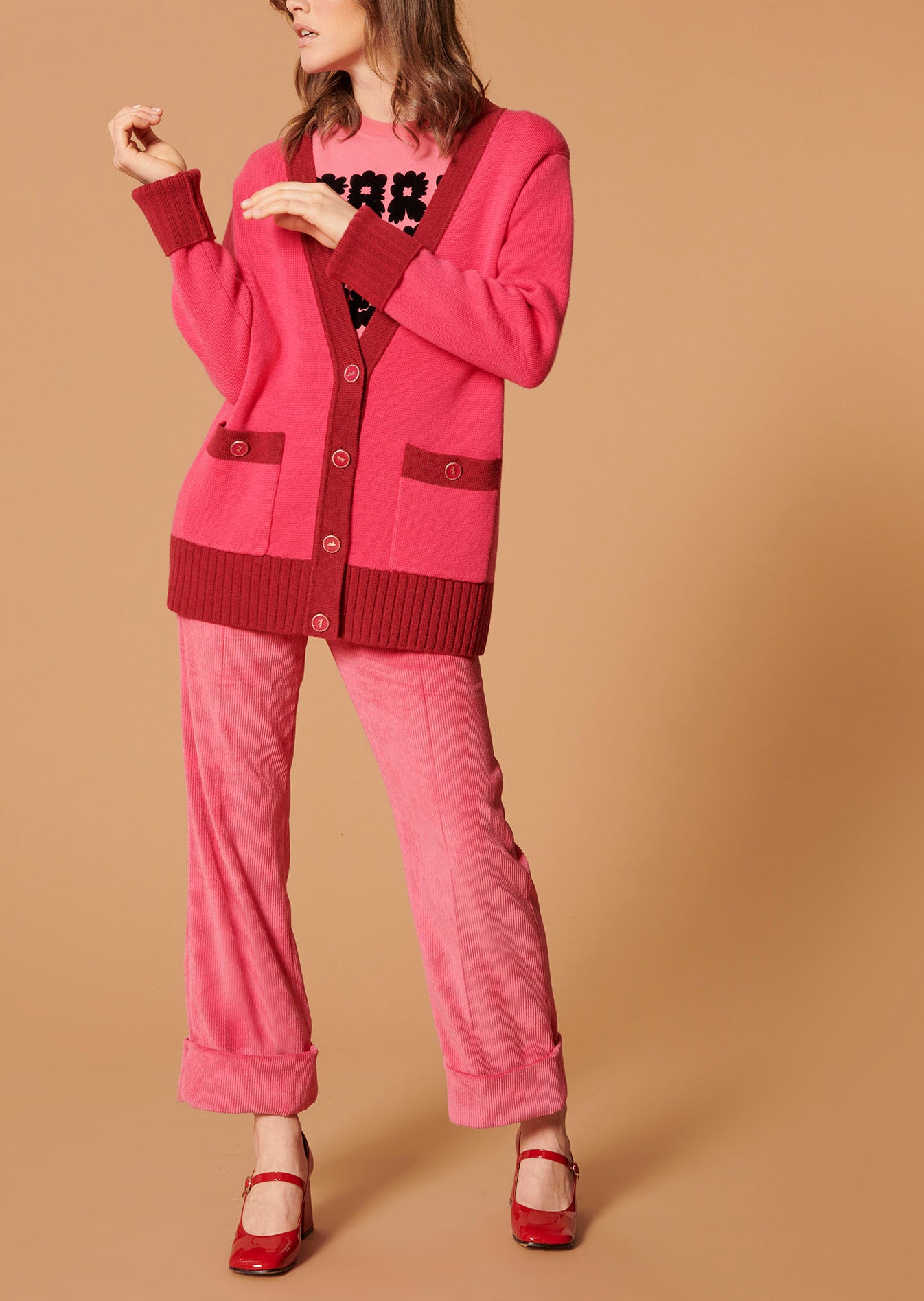 Gilet Gia rose en laine Faume - seconde main