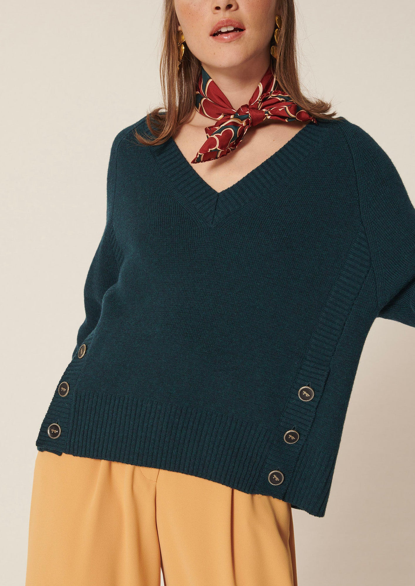 Pull Promesse bleu pétrole en laine Faume - seconde main