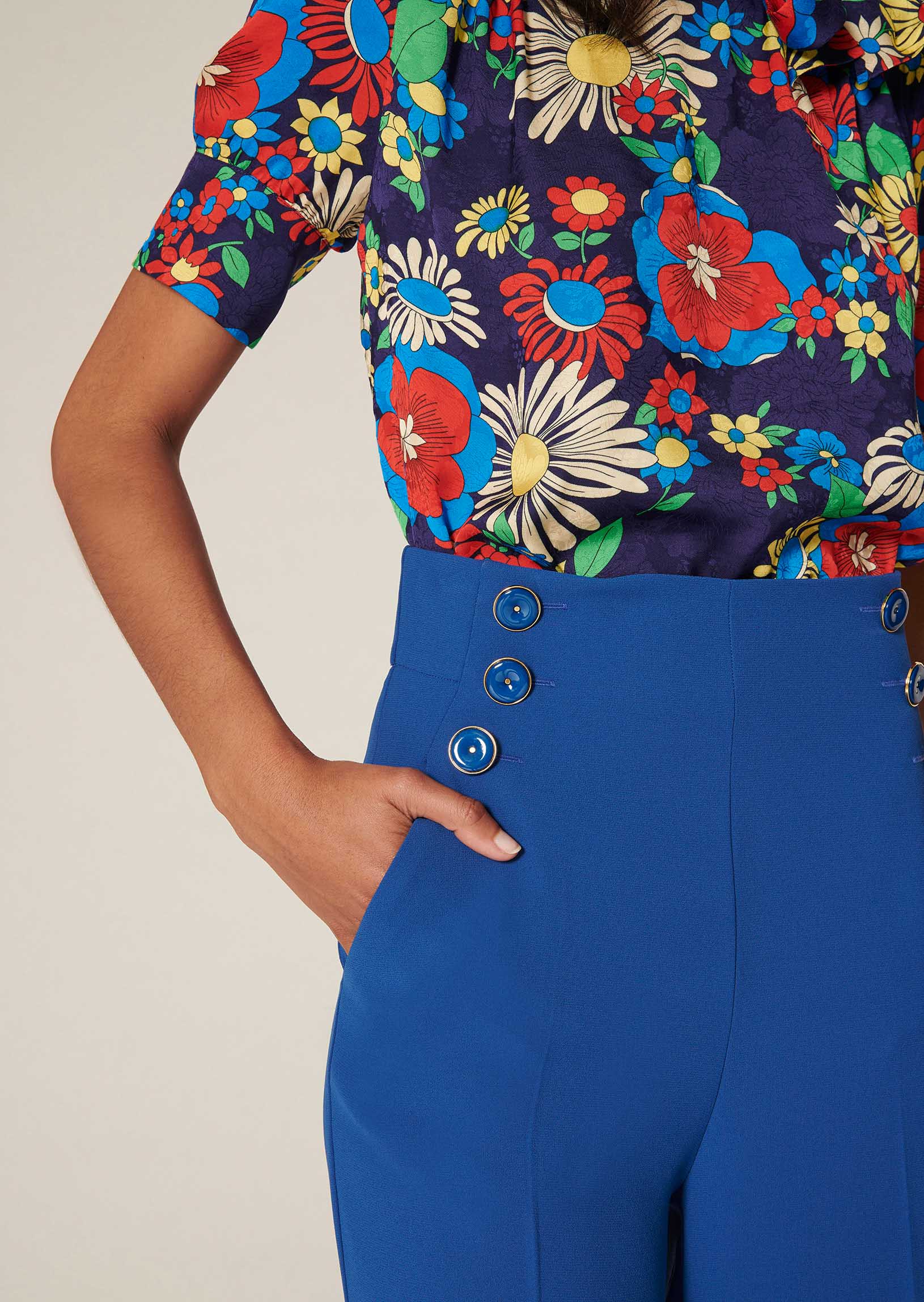 Pantalon Pilar bleu en crêpe Faume - seconde main