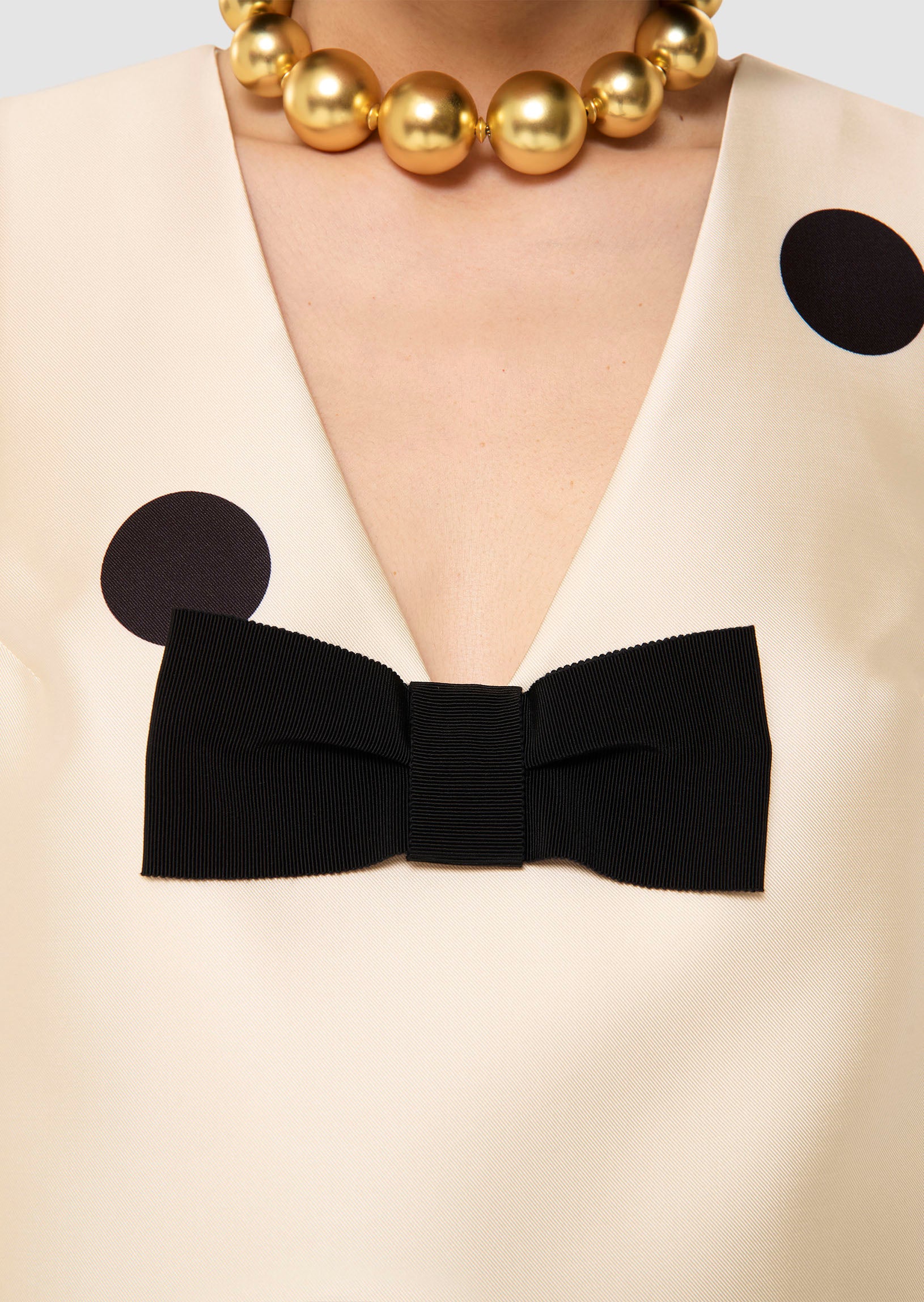 Top écru imprimé gros pois noirs Topaze Faume - seconde main