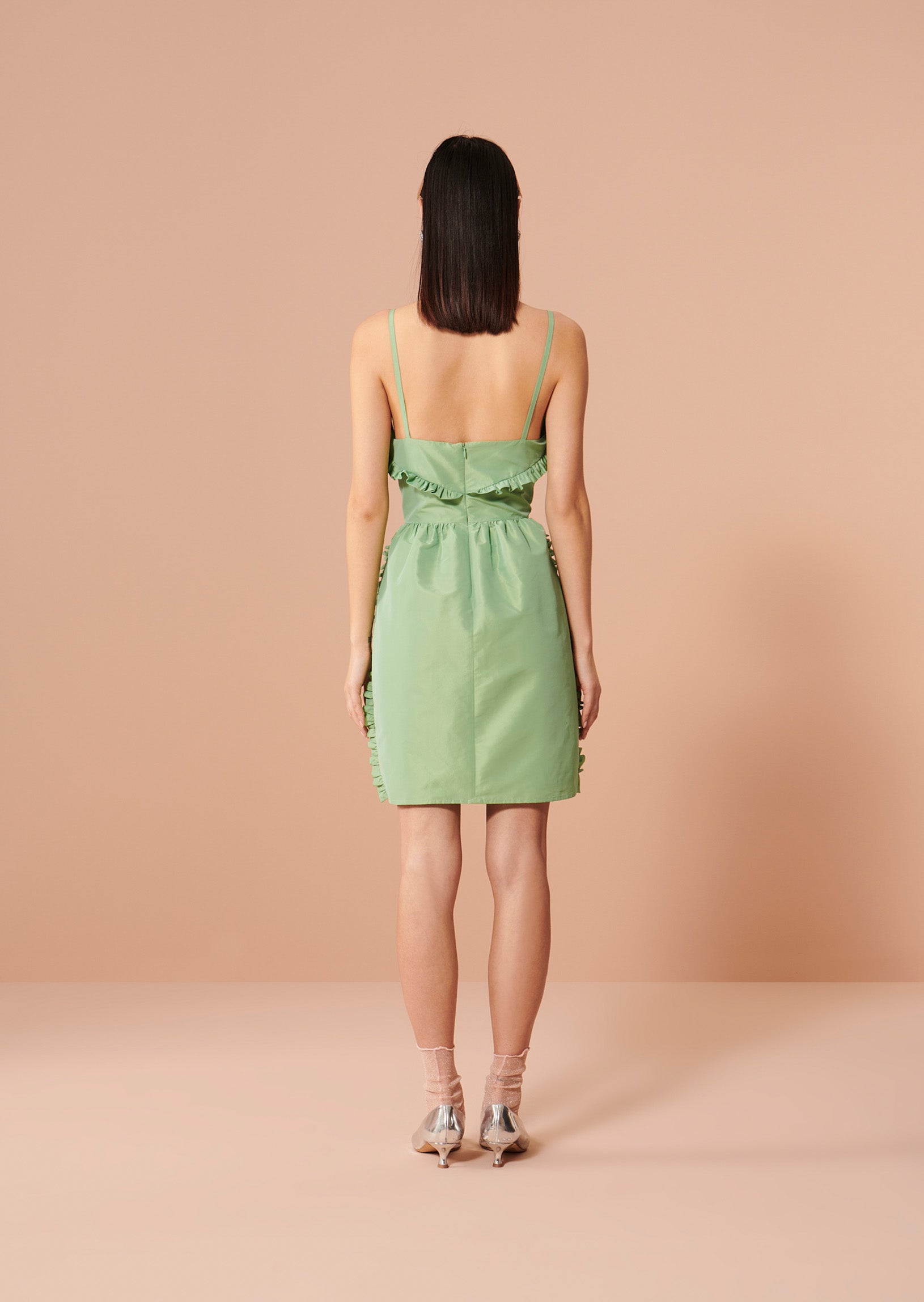Robe Romarin verte en taffetas Faume - seconde main