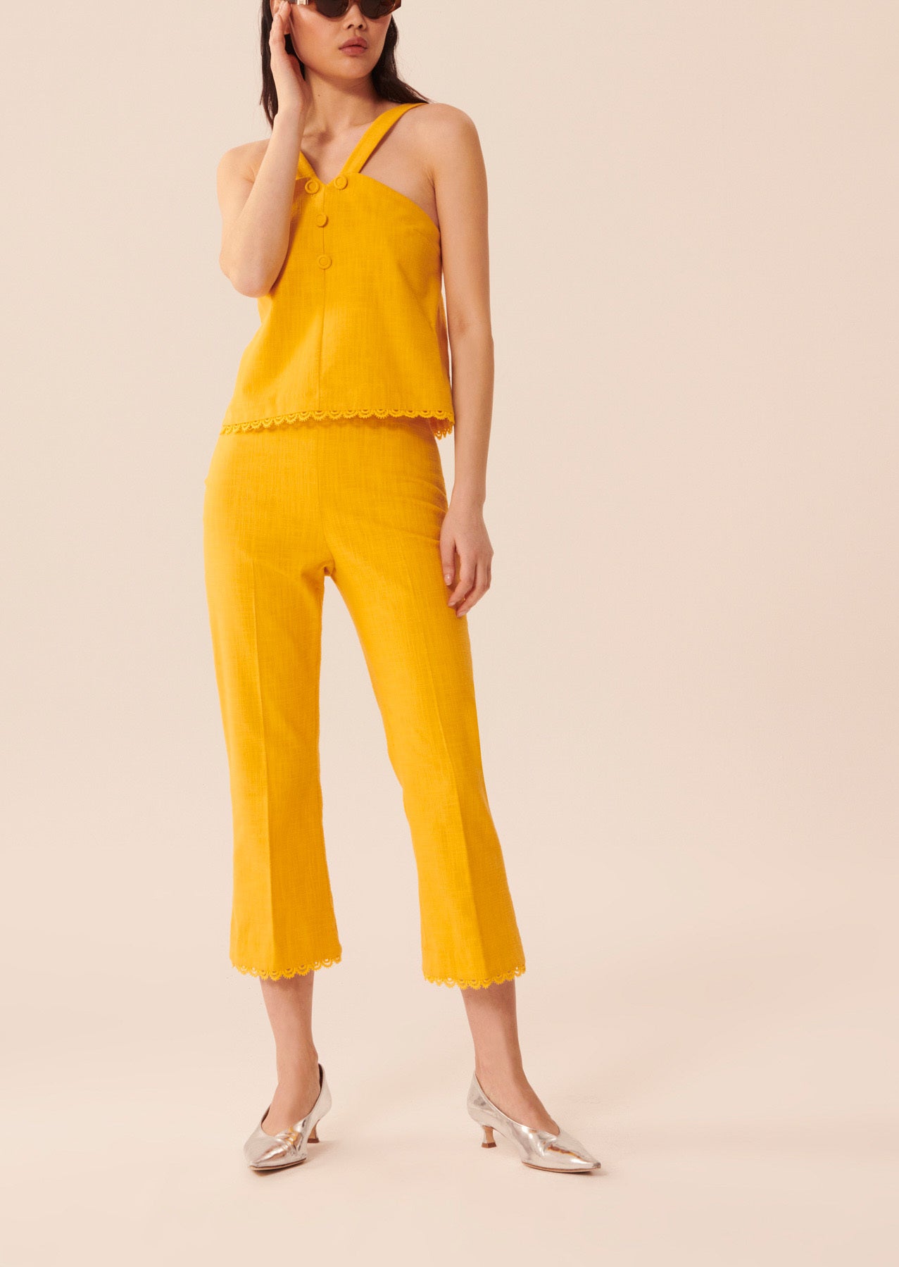 Pantalon Peasi jaune en coton épais Faume - seconde main