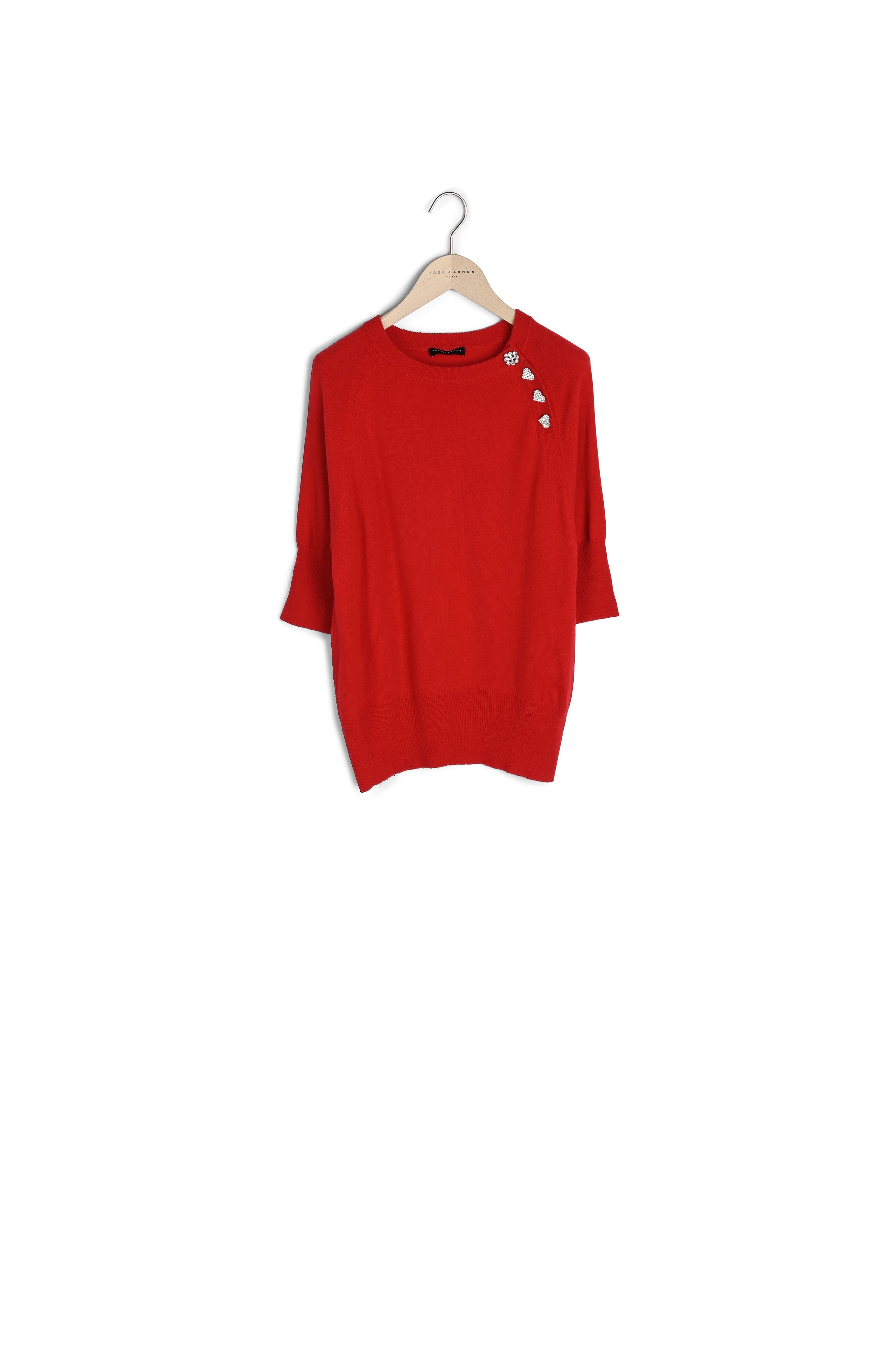Pull Pastelle rouge en laine merinos Faume - seconde main