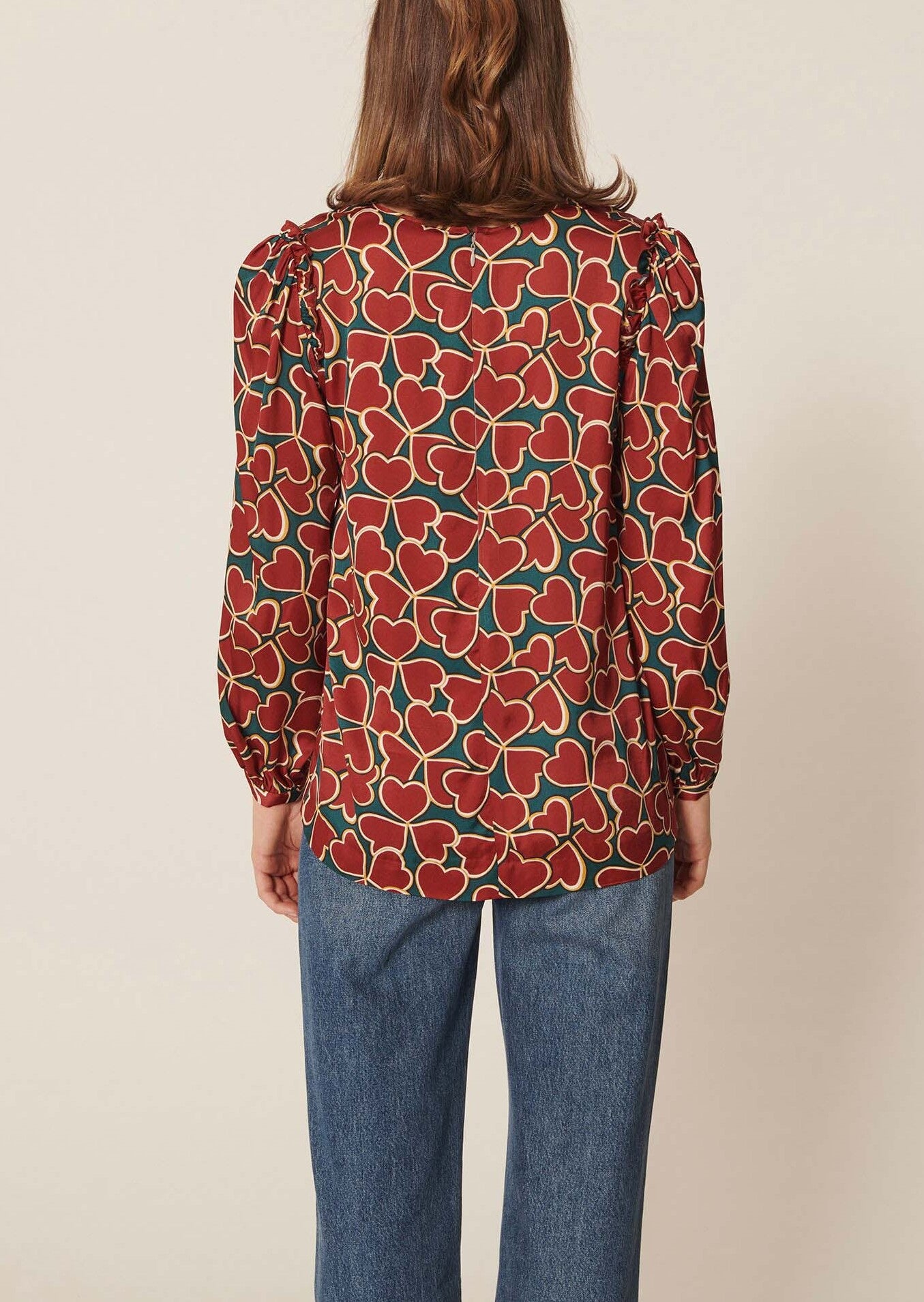 Top Toile vert imprimé trèfles Faume - seconde main