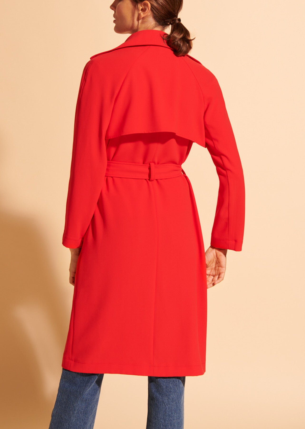 Trench-coat Mandy rouge en crêpe Faume - seconde main