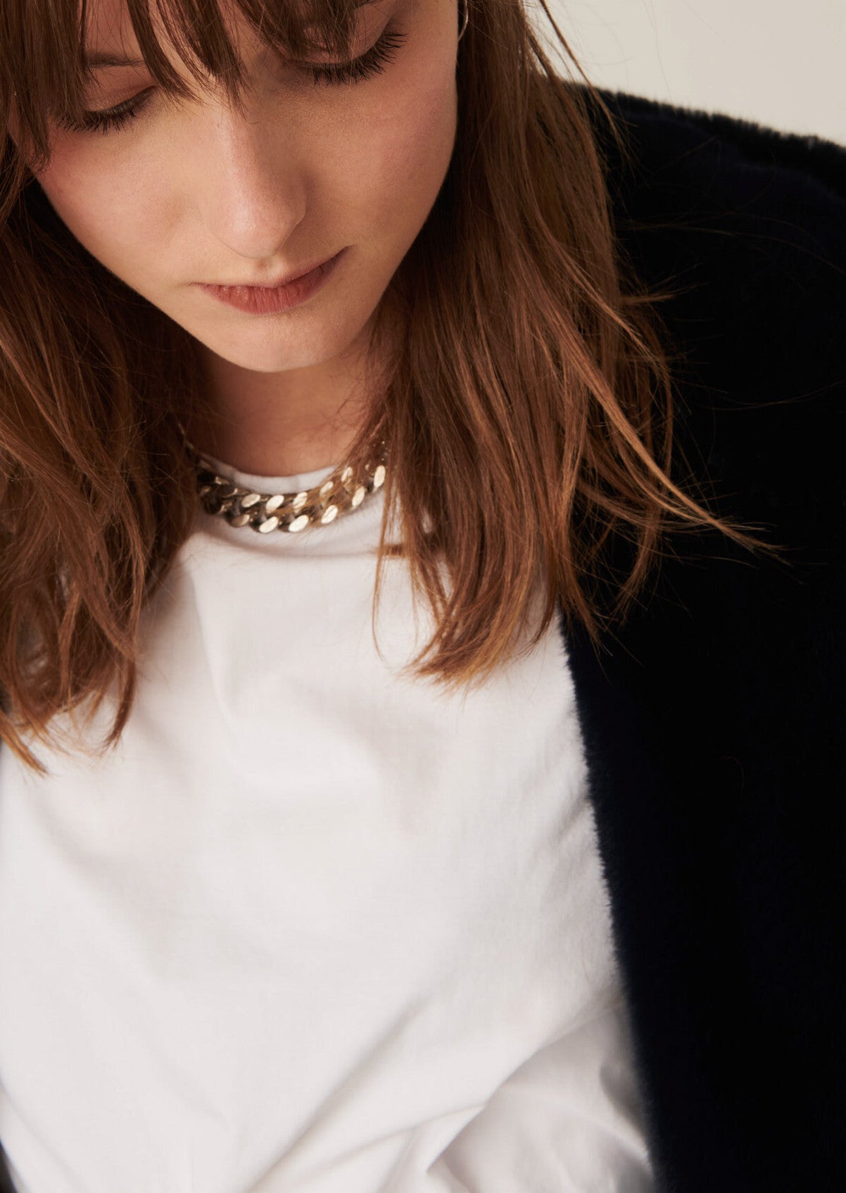 Manteau Margaret marine à capuche en fausse fourrure réversible Faume - seconde main