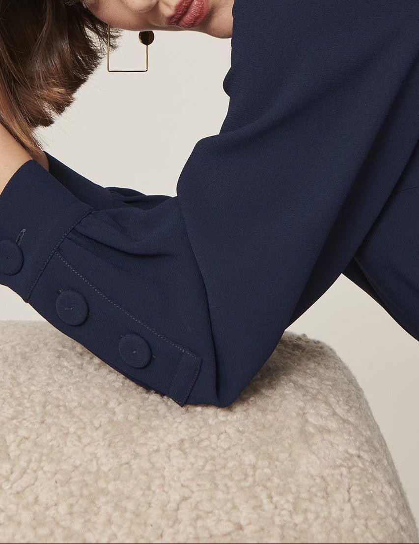 Blouse Taddeus bleu nuit en crêpe Faume - seconde main