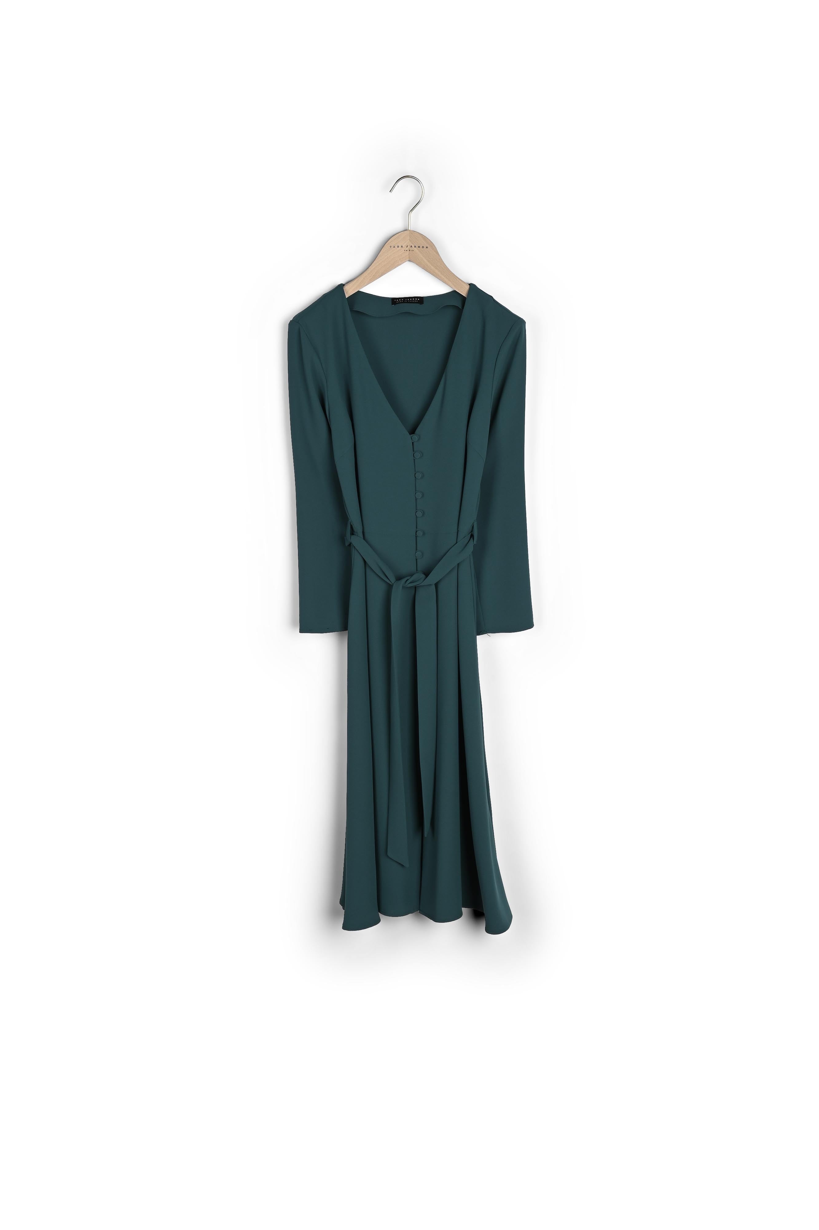 Robe Raynel verte en crêpe Faume - seconde main