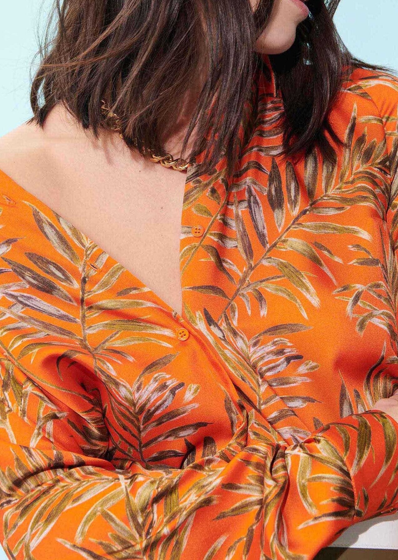 Chemise Calie orange imprimé palmes Faume - seconde main