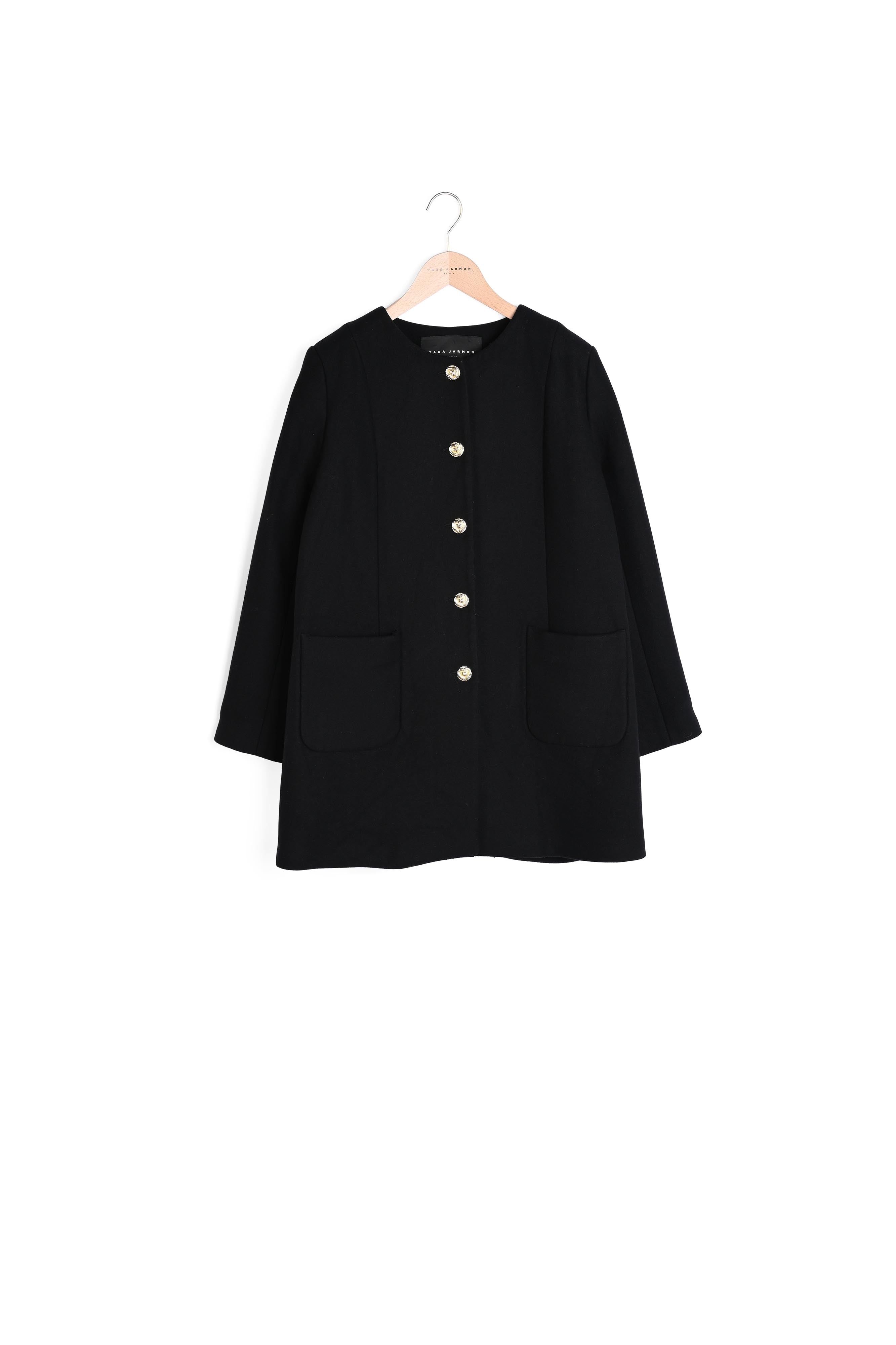 Manteau Mélanie identitaire noir en laine Faume - seconde main